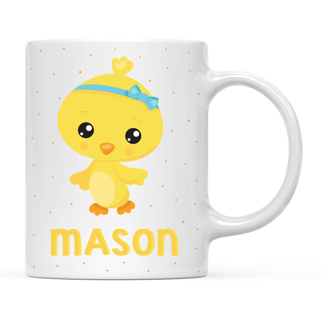 Personalized 11oz Kids Hot Chocolate Mug - Custom Easter Chick with Blue Ribbon Design - 1-Pack Birthday Christmas Coffee Cup for Children - Perfect for Holiday Gifts, Kids' Parties & Cozy Family Moments