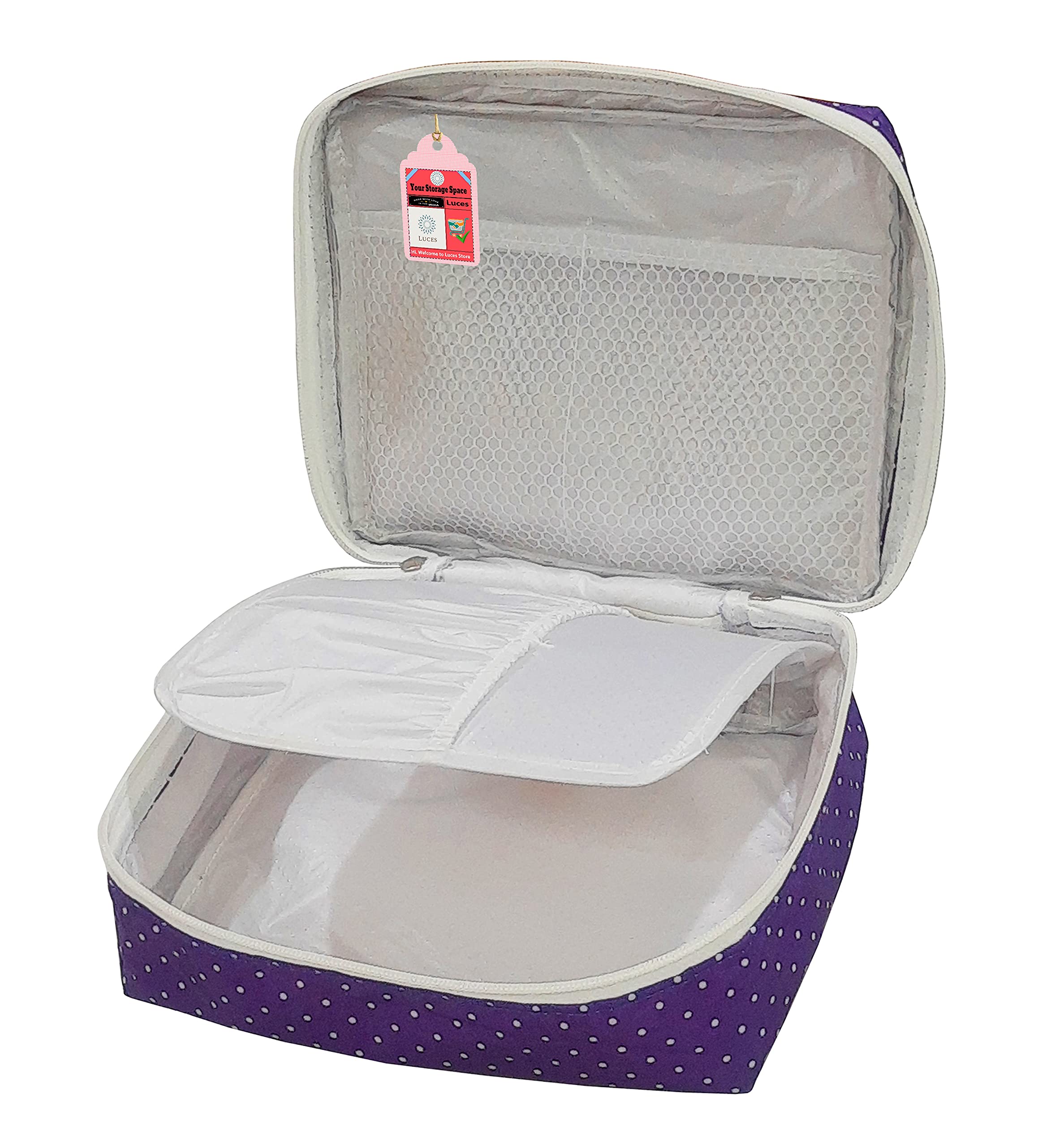 Makeup Storage Box & Jewelry Organizer for Women - Cosmetic Vanity Case, Toiletry Travel Organizer, Necklace Pouch (Purple) - Perfect for Travel, Home Vanity & Wardrobe Organization