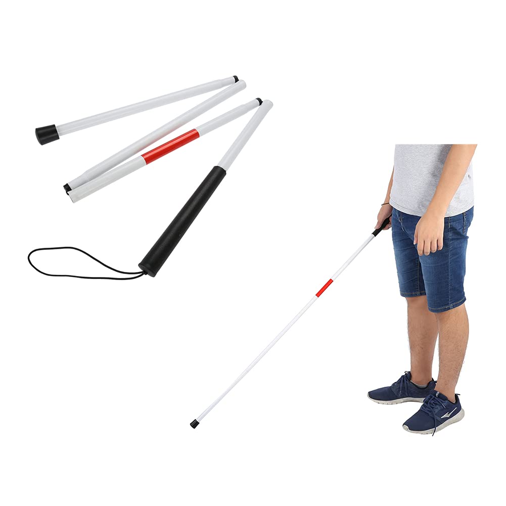 Aluminum Folding Walking Cane for Blind - Reflective, Anti-Slip, Durable Mobility Aid (48.8 Inch) - Perfect for Nighttime Safety & Indoor/Outdoor Use