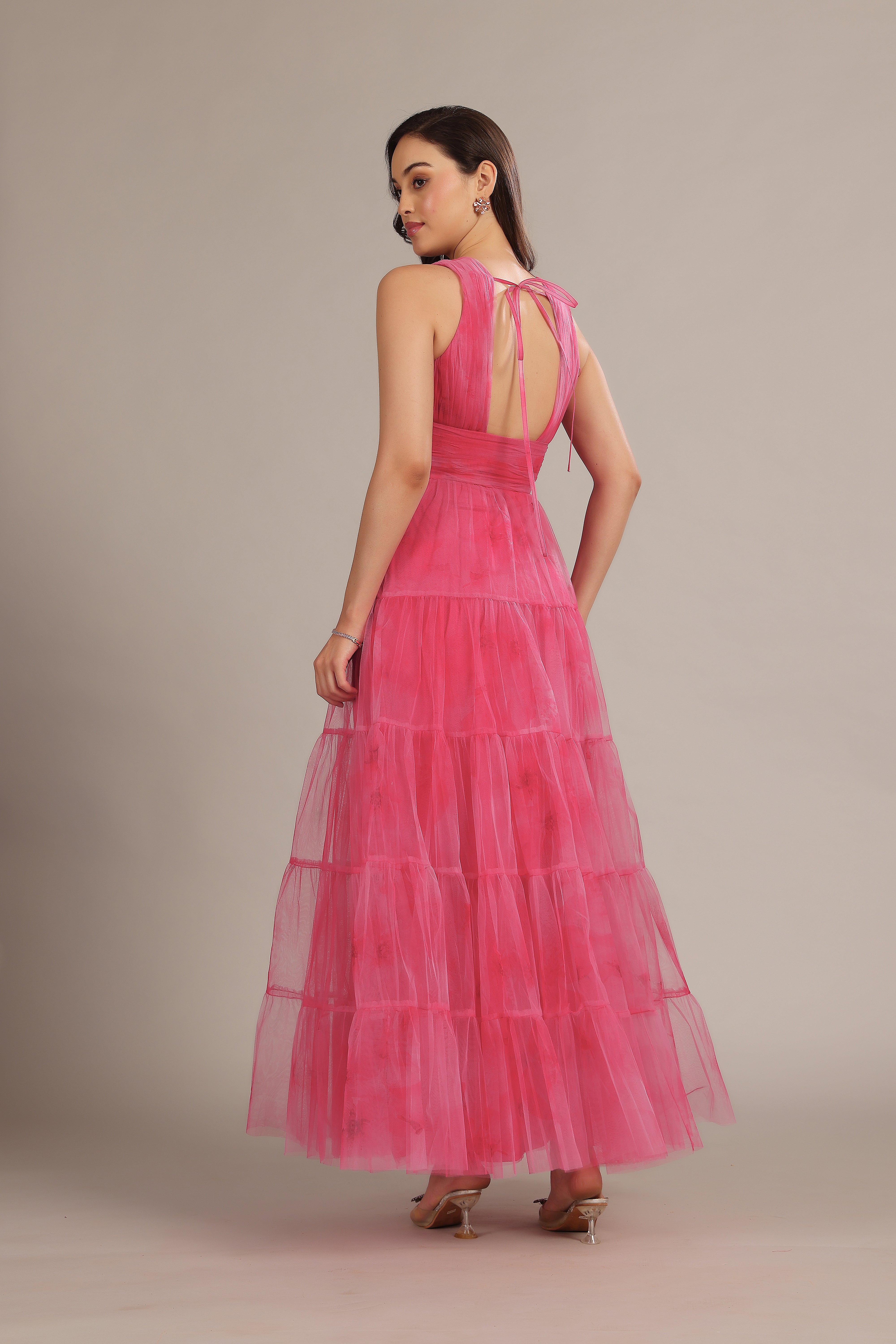 Candace Maxi Dress - Floral Print, Bright Pink, Women's Summer Dress for Beach, Vacation & Casual Wear