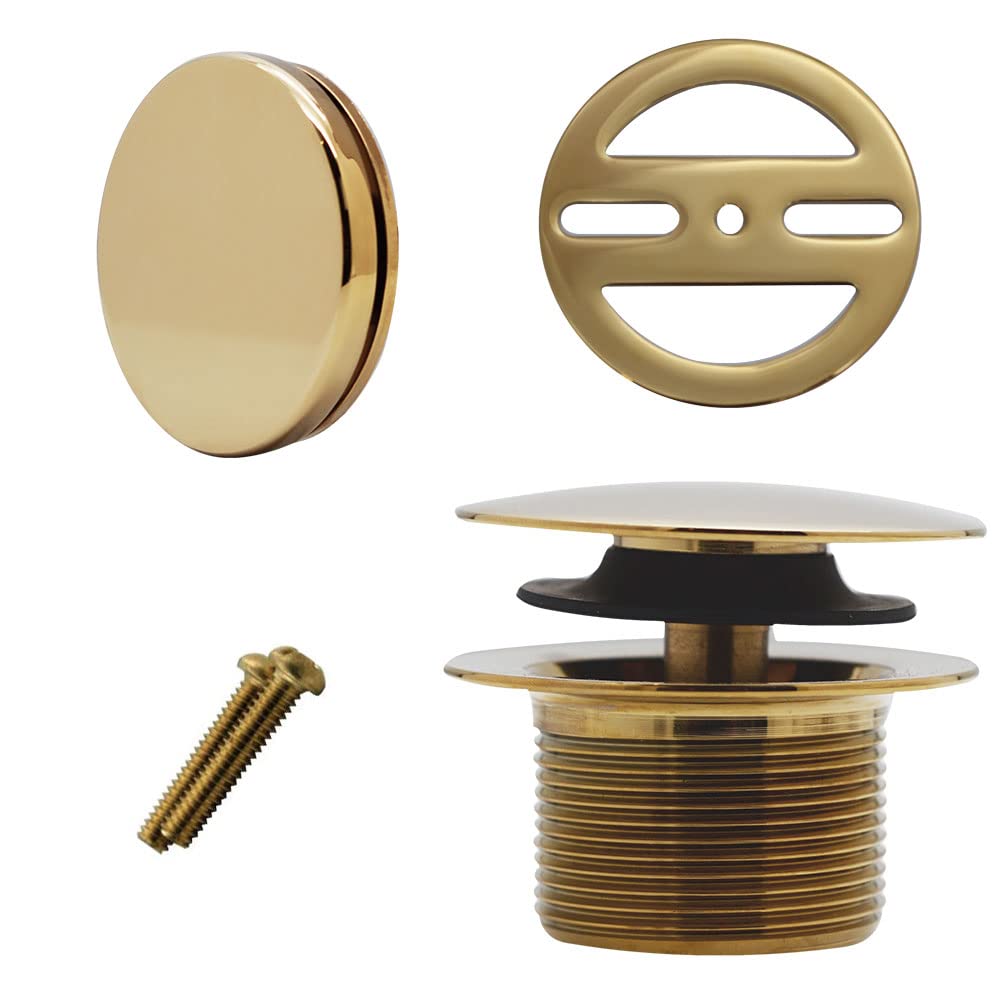 Westbrass 493144HRHBJ-01 Semi-Exposed Tip-Toe Bath Waste & Overflow Kit with Ball Joint, Illusionary Faceplate & ABS Fittings - Polished Brass Finish for Bathtub Drain Installation & Bathroom Renovation