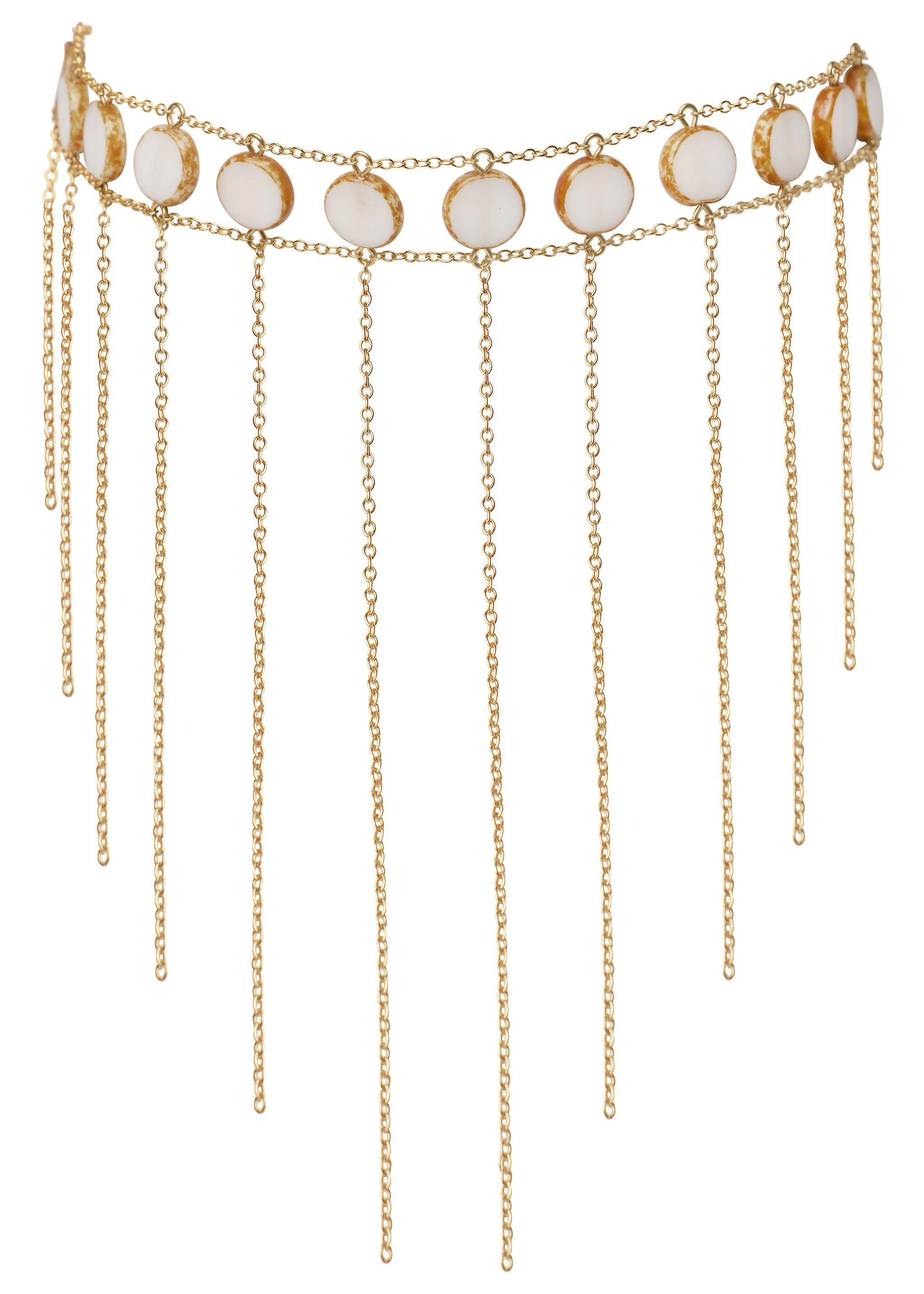 Elegant Waterfall Choker Necklace with Circle Stone Pendant - Perfect for Evening Parties, Weddings & Special Occasions