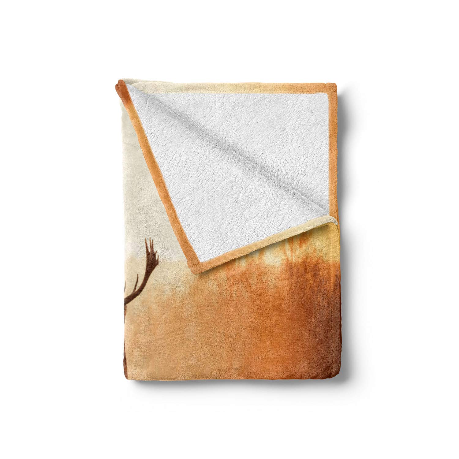 Ambesonne Hunting Throw Blanket - Red Deer in Morning Sun Wilderness Nature Scenery, Soft Flannel Fleece Accent Blanket (50x60 Inches, Brown Orange) - Perfect for Couches, Beds, Cabins & Outdoor Adventures