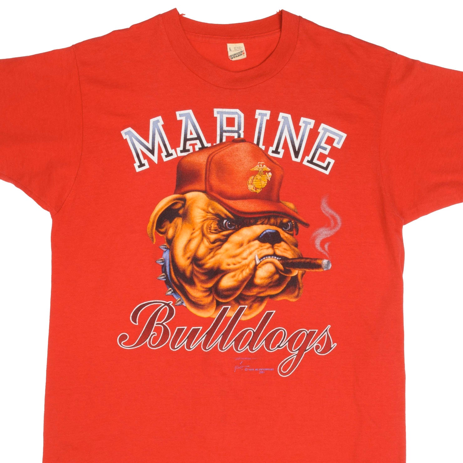 Vintage USMC Marines Bulldogs T-Shirt 1989 - Medium Size, Made in USA | Military Apparel, Patriotic Gift, Retro Fashion, Casual Wear for Men & Women