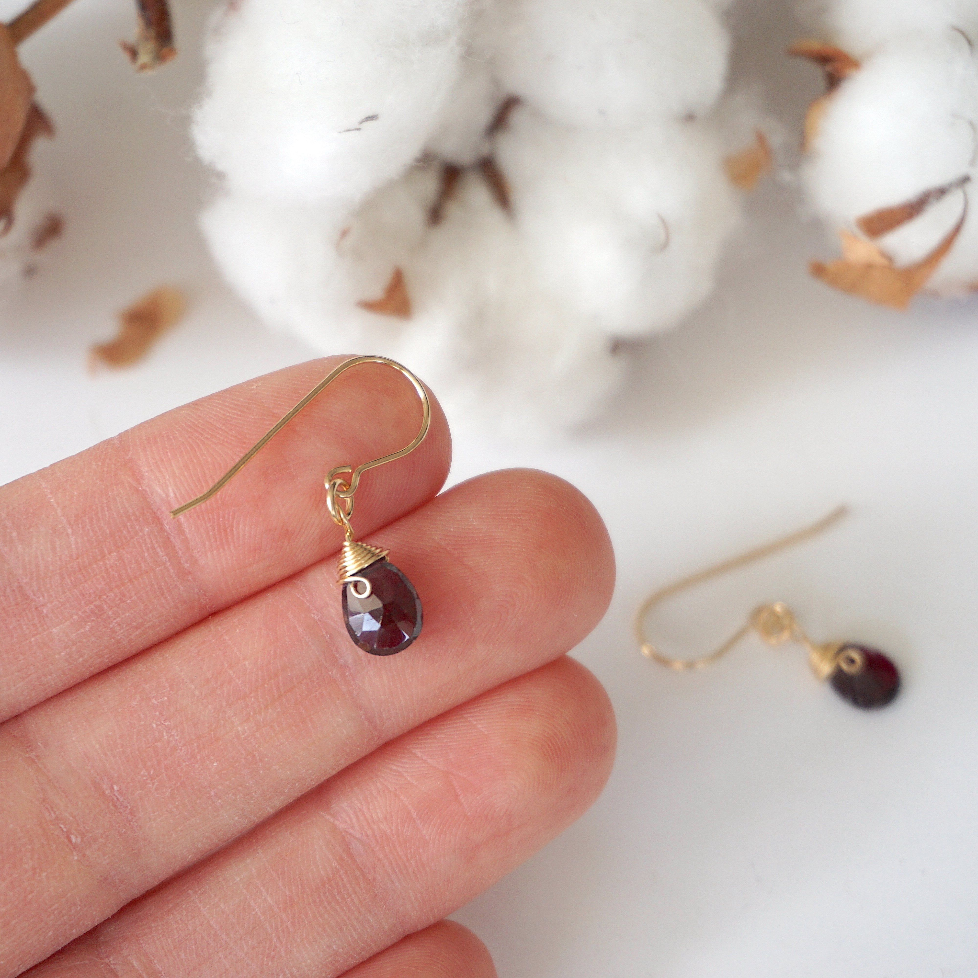 Garnet Teardrop Earrings 14k Gold Filled - Elegant Dangle Earrings for Women, Perfect for Weddings, Parties & Special Occasions