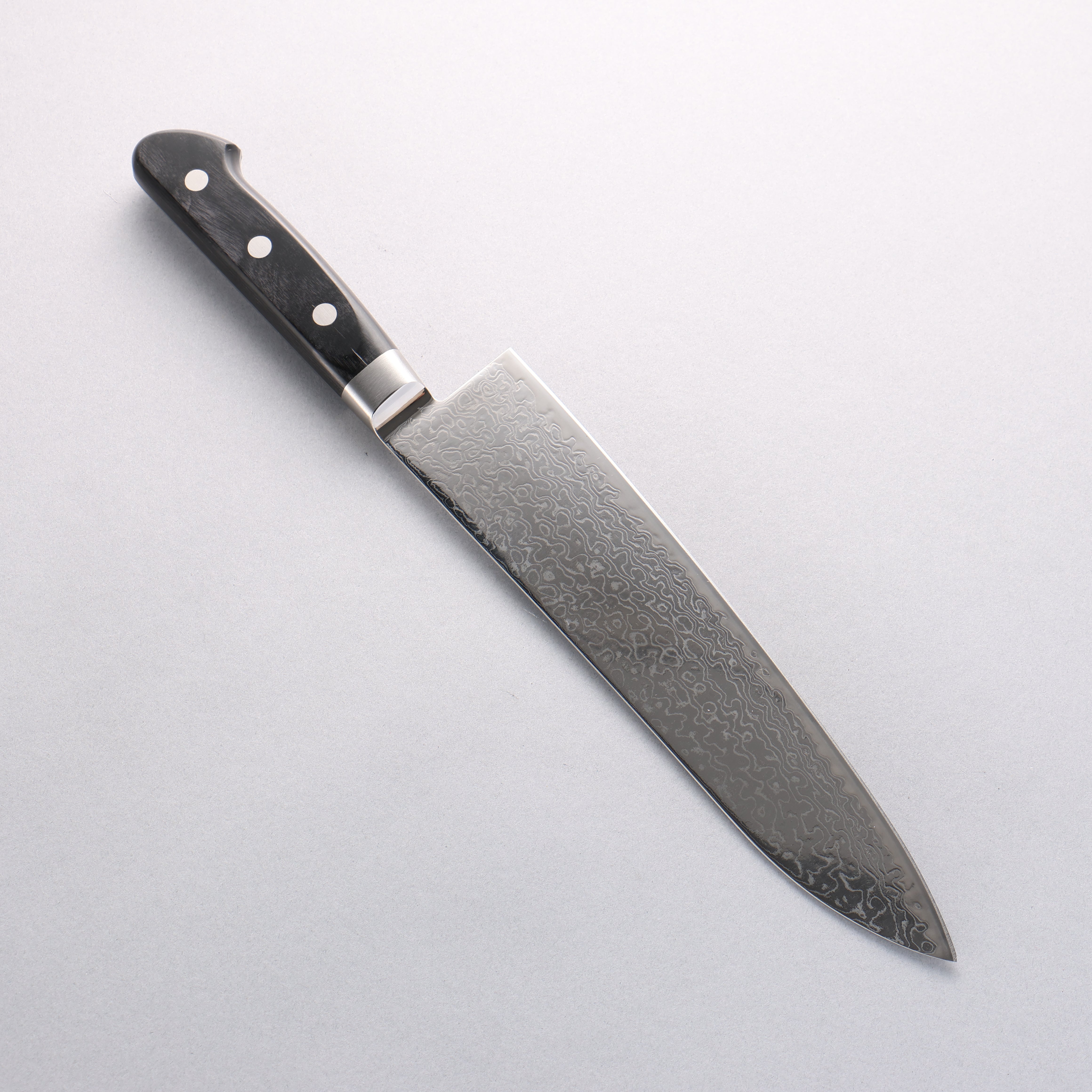 Premium Seisuke Kagami2 AUS10 Damascus Gyuto Knife 210mm - Mirror Finish, Black Pakkawood Handle - Perfect for Professional Chefs & Home Cooking