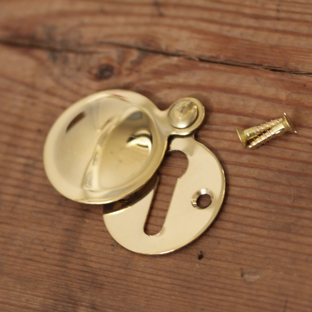 Polished Brass Round Covered Escutcheon - Vintage Style Door Plate for Cabinet & Furniture - Perfect for Home Decor, DIY Projects & Interior Design