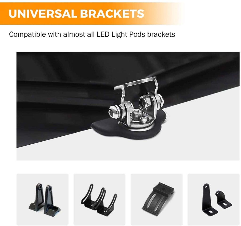 4 Pack Classic SM Series Spot Beam LED Pod Lights with Universal Mounting Brackets - Perfect for Off-Road Trucks, ATVs, and Marine Boats