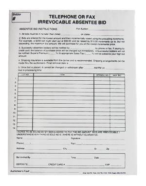 50-Pack Telephone Absentee Bid Sheets for Auction Houses & Estate Sales | Bulk Bidding Forms for Silent Auctions & Fundraising Events