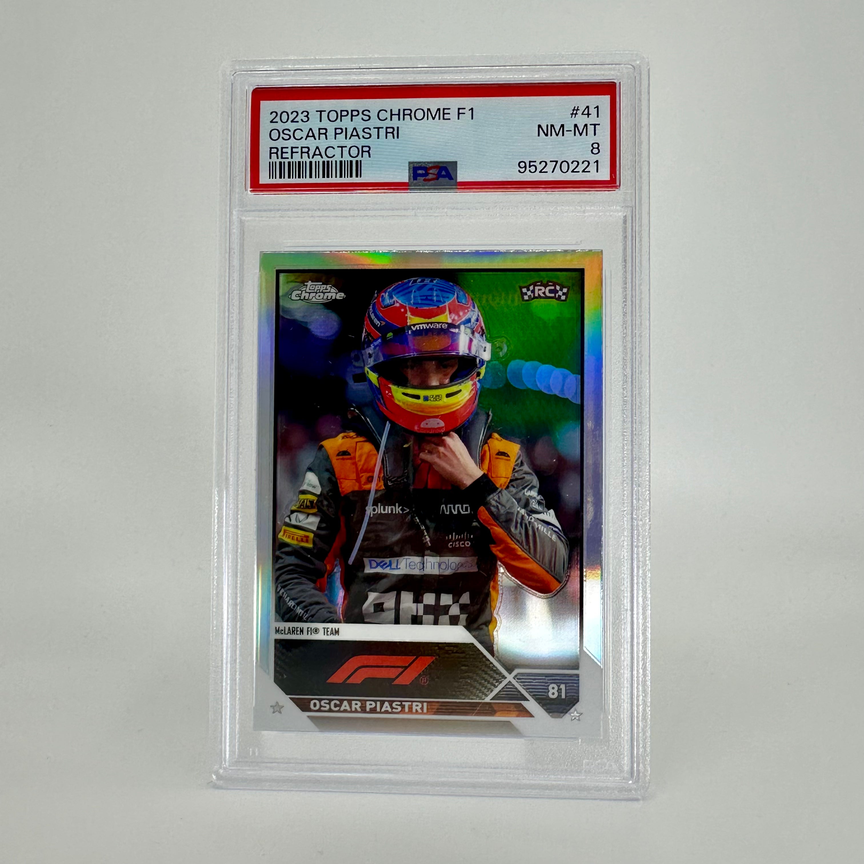 2023 Topps Chrome Oscar Piastri #41 PSA 8 Refractor Rookie Card - Perfect for Collectors, Sports Memorabilia Display, and Investment