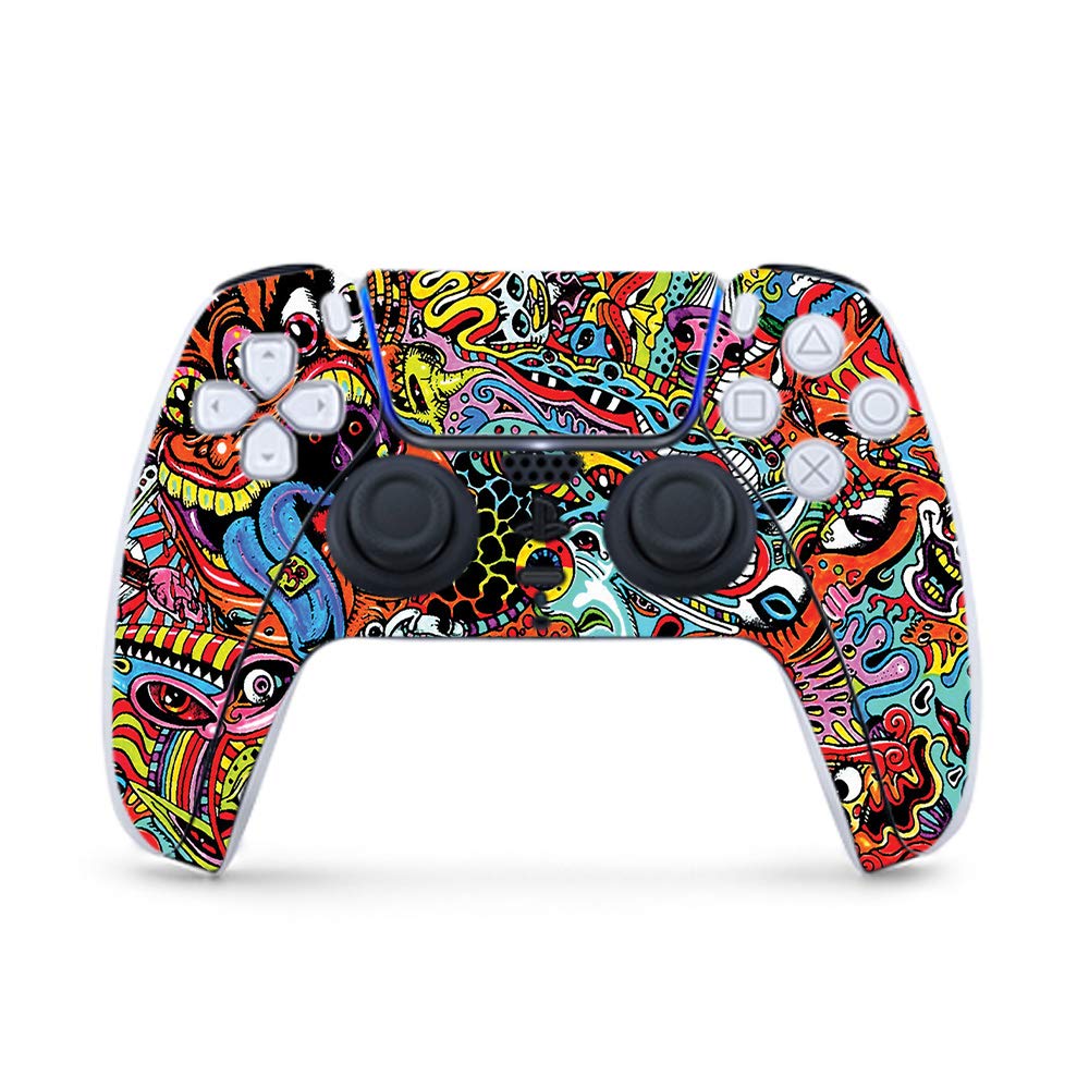 MightySkins Vinyl Decal Wrap Cover for PS5 Controller - Acid Trippy Design | Protective & Durable Skin Compatible with Playstation 5 | Easy to Apply, Remove & Change Styles | Made in USA | Perfect for Gaming Enthusiasts & Customization Lovers