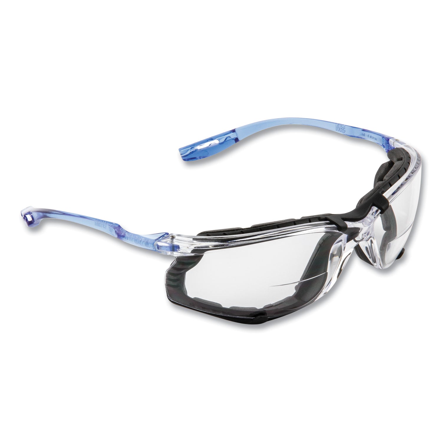 3M™ CCS Protective Eyewear with Foam Gasket - +1.5 Diopter Reading Glasses, Blue Plastic Frame & Clear Polycarbonate Lens - Safety Glasses for Work, Lab, Construction & DIY Projects