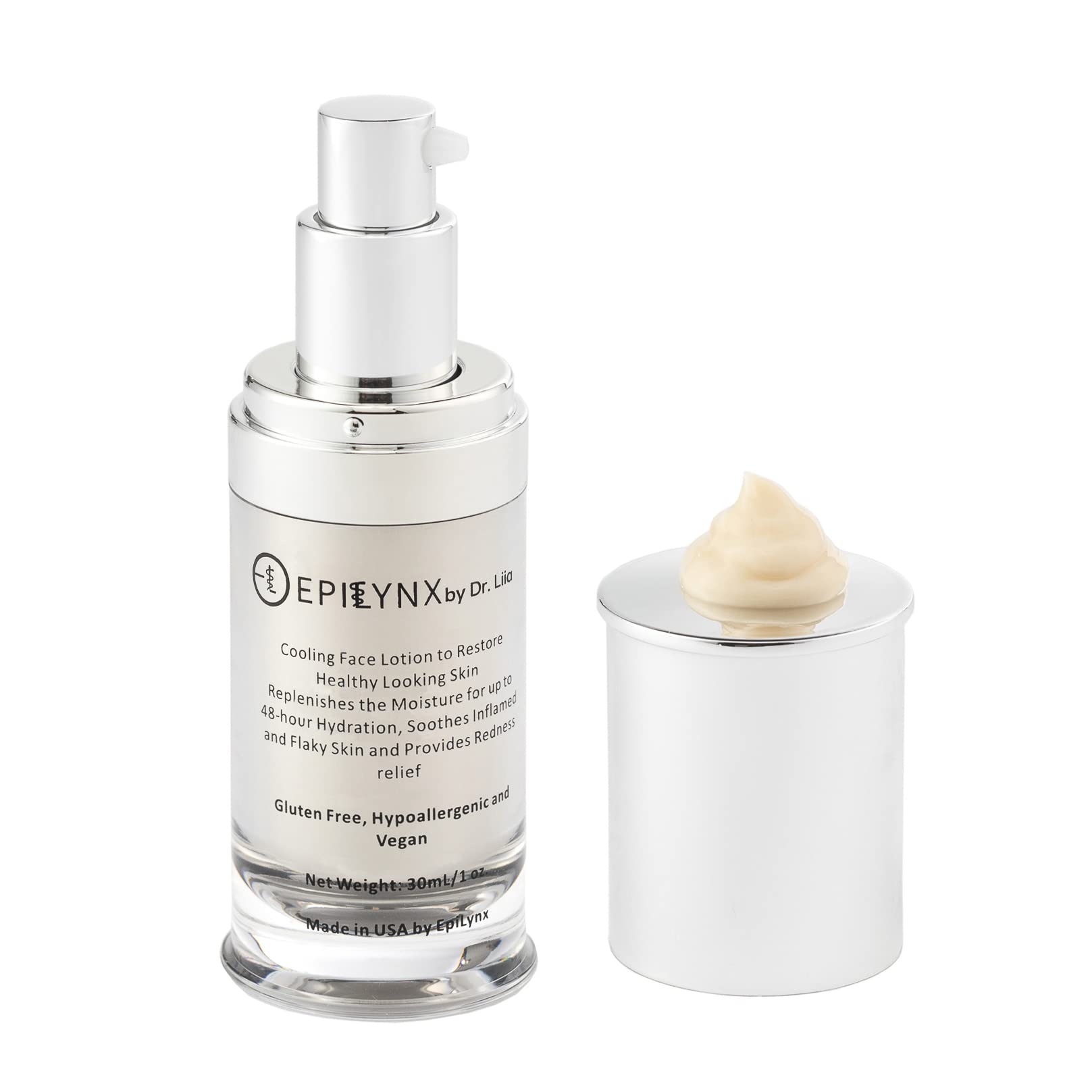 Dr. Liia Vegan Illuminating Face Cream - Hydrating Moisturizer for Very Dry & Sensitive Skin with Hyaluronic Acid, Aloe Vera, Borage Oil & Peptides | Dermatologist Tested, Cruelty Free | Day & Night Use for Glowing Skin