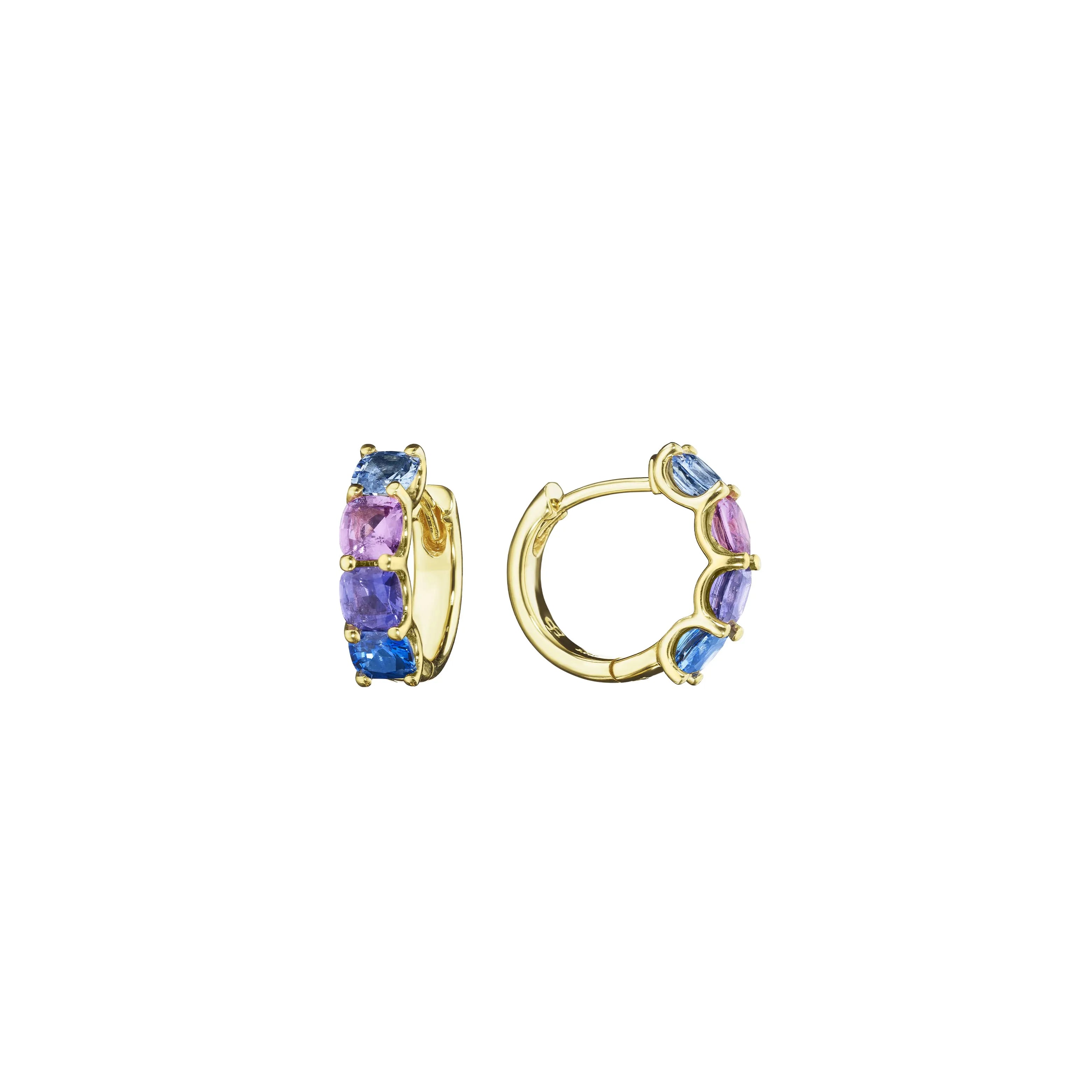 Petite Rainbow Sapphire Hoop Earrings by Penny Preville - Dainty 14K Gold Jewelry for Women, Perfect for Weddings, Parties & Everyday Elegance