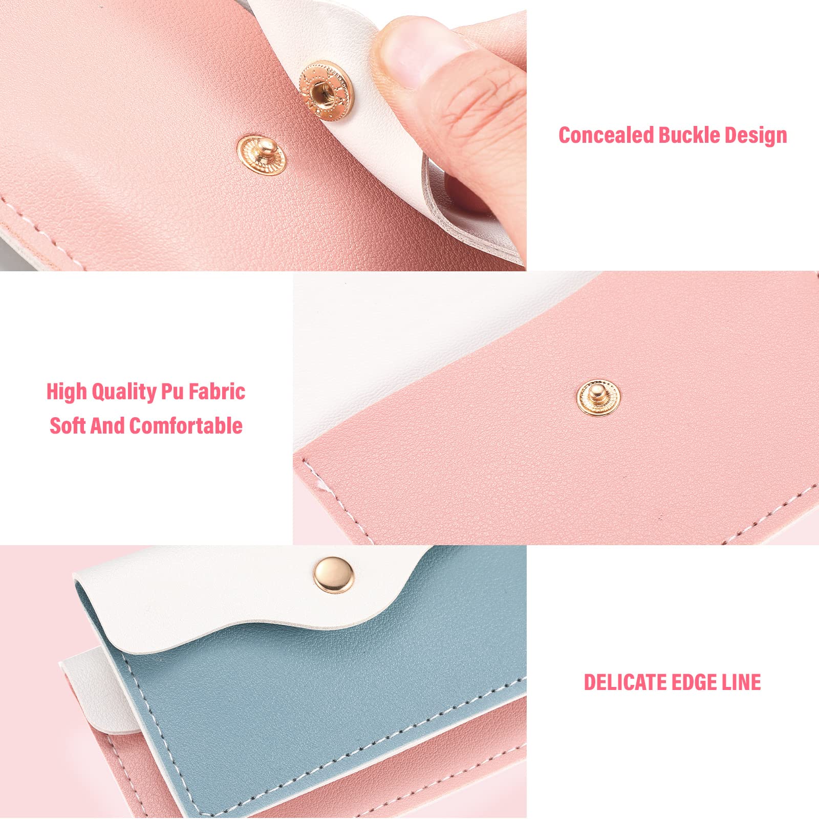 Tondiamo 2 Pack PU Leather Birth Control Pill Case - Compact 4.33 x 3 Inch Pill Organizer with Key Ring | Travel-Friendly Medication Holder for Women (Pink & Blue) - Perfect for Daily Use, Gym, Travel & Purse Organization