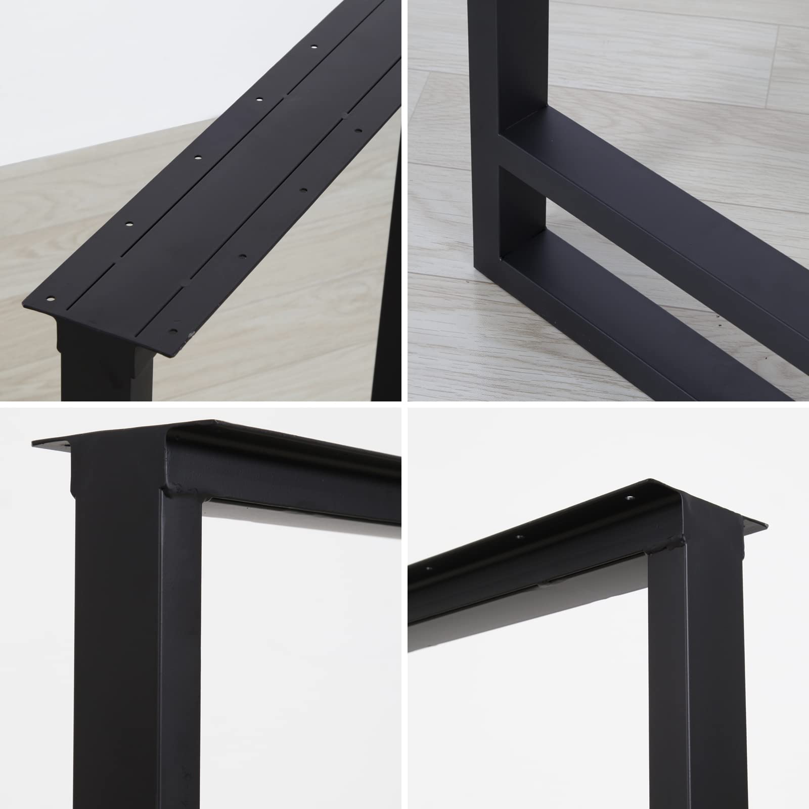 Heavy Duty Metal Table Legs Set of 2 - 28x24 Inch Square Tube Iron Desk Legs for Dining, Office & DIY Furniture - Sturdy Steel Bench Legs in Country Style - Perfect for Home, Restaurant & Workshop Use