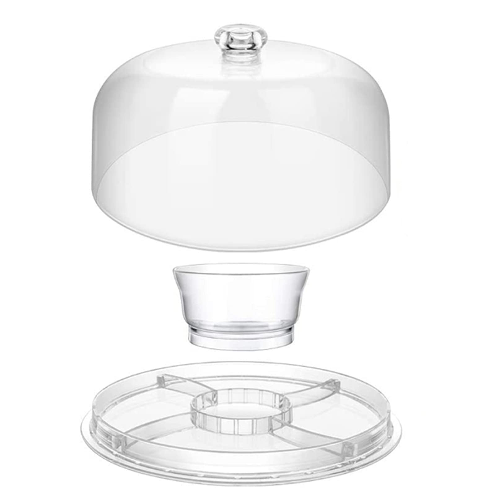 6-Tier Transparent Acrylic Cupcake Tower Stand | Multi-Functional Cake Plate with Dome Lid | Serving Platter & Salad Bowl for Parties, Weddings & Kitchen Use