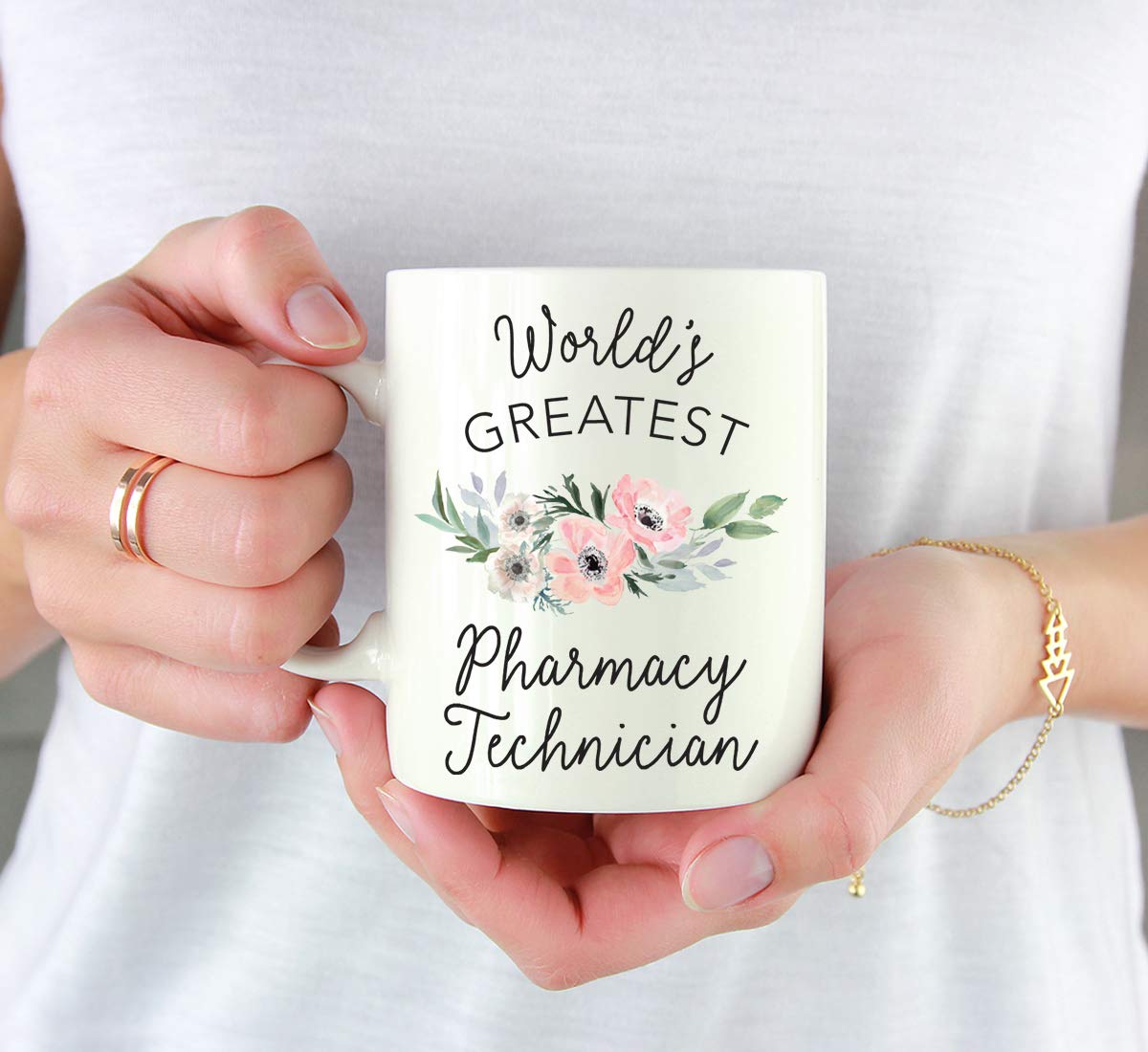 **Andaz Press 11oz Coffee Mug - Floral Bohemian Pink Anemone Design - Perfect Gift for Pharmacy Technicians, Women - Ideal for Coffee, Tea, Hot Drinks - Great for Birthdays, Christmas, Graduation (1-Pack)**