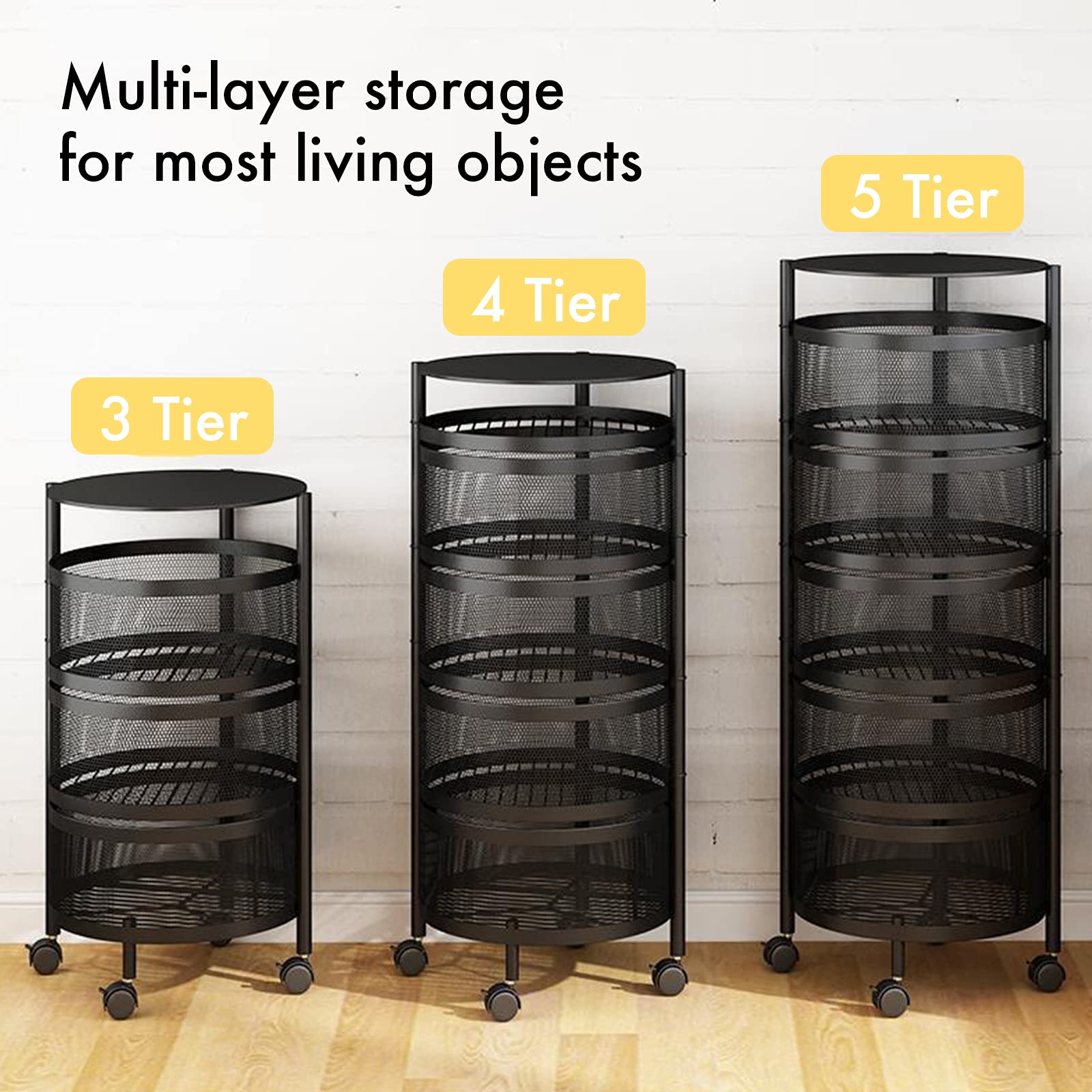 Rotating 5-Tier Kitchen Storage Shelf for Fruits & Vegetables - Home & Living Room Organizer