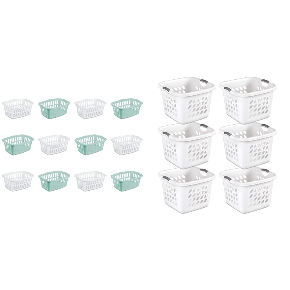 Sterilite Laundry Baskets & Hampers Bundle - 12 Pack + 6 Pack Set for Clothes, Towels & Linens - Perfect for Home, Dorm, Laundry Room & Organization