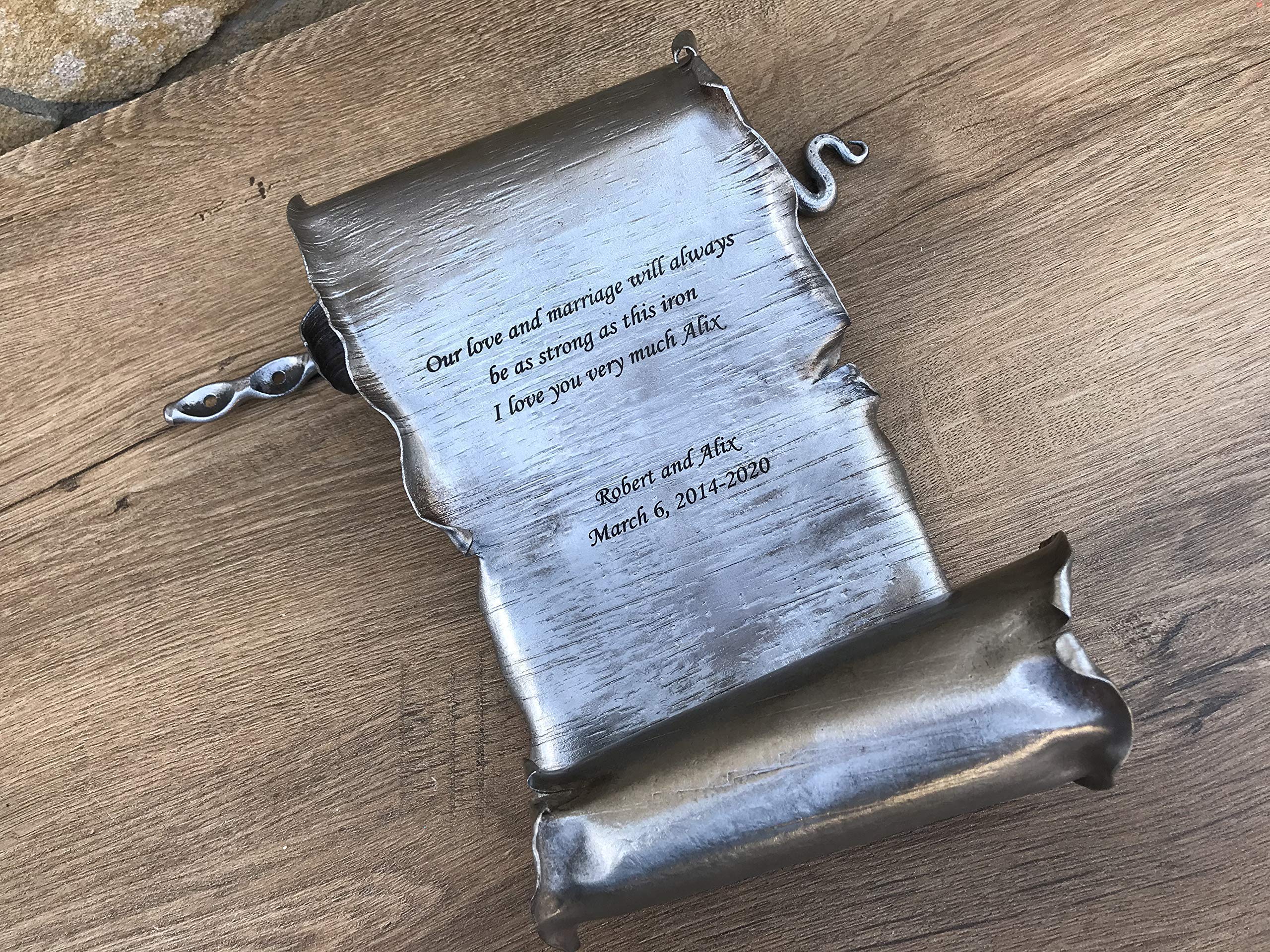 Personalized Steel Scroll - 11th Anniversary Gift for Couples | Custom Steel Keepsake for Him & Her | Perfect for Wedding Anniversaries, Romantic Gifts & Home Decor