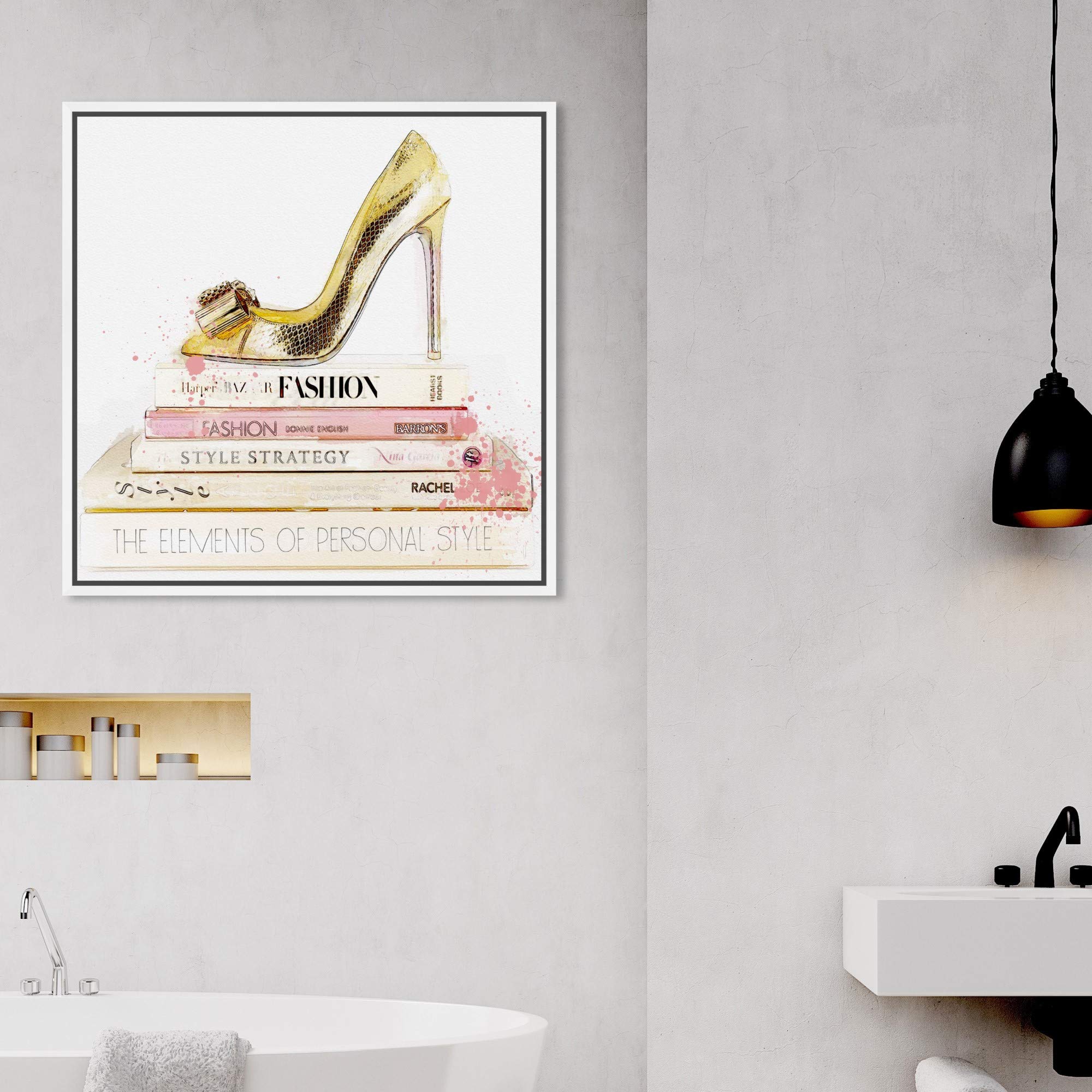Oliver Gal Artist Co. Fashion & Glam Wall Art - 16x16 Inch Gold & White Framed Canvas Print - Perfect for Bedroom, Living Room & Office Décor