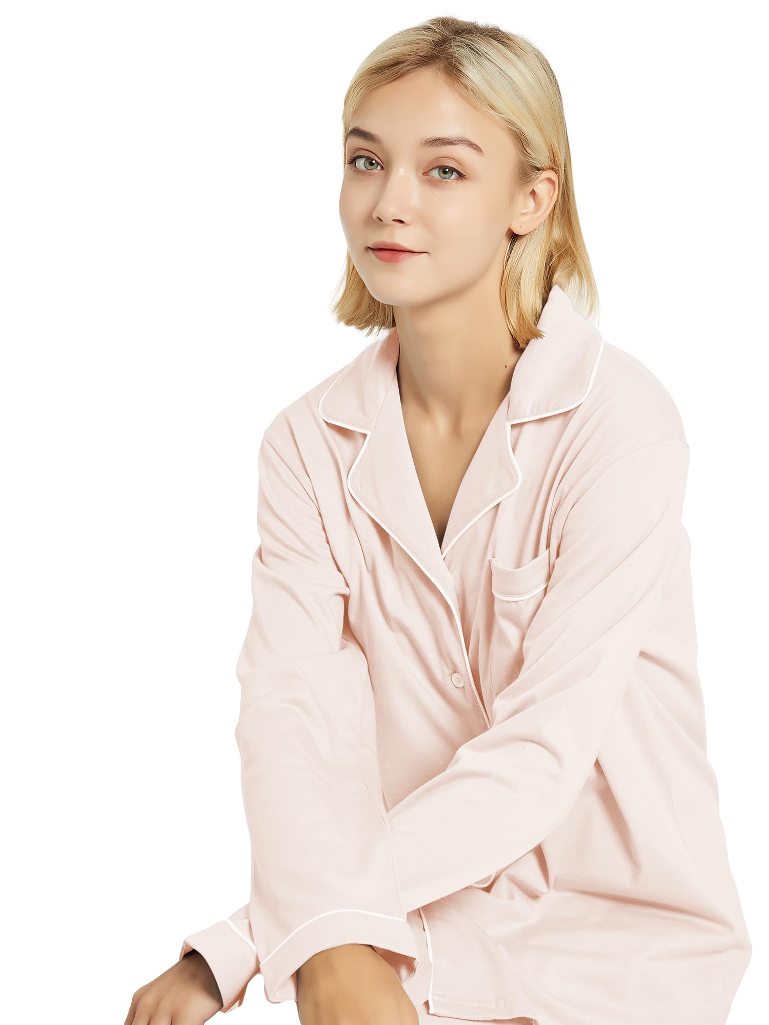Women's 100% Cotton Pajama Set - Long Sleeve Button Down Sleepwear for Cozy Nights