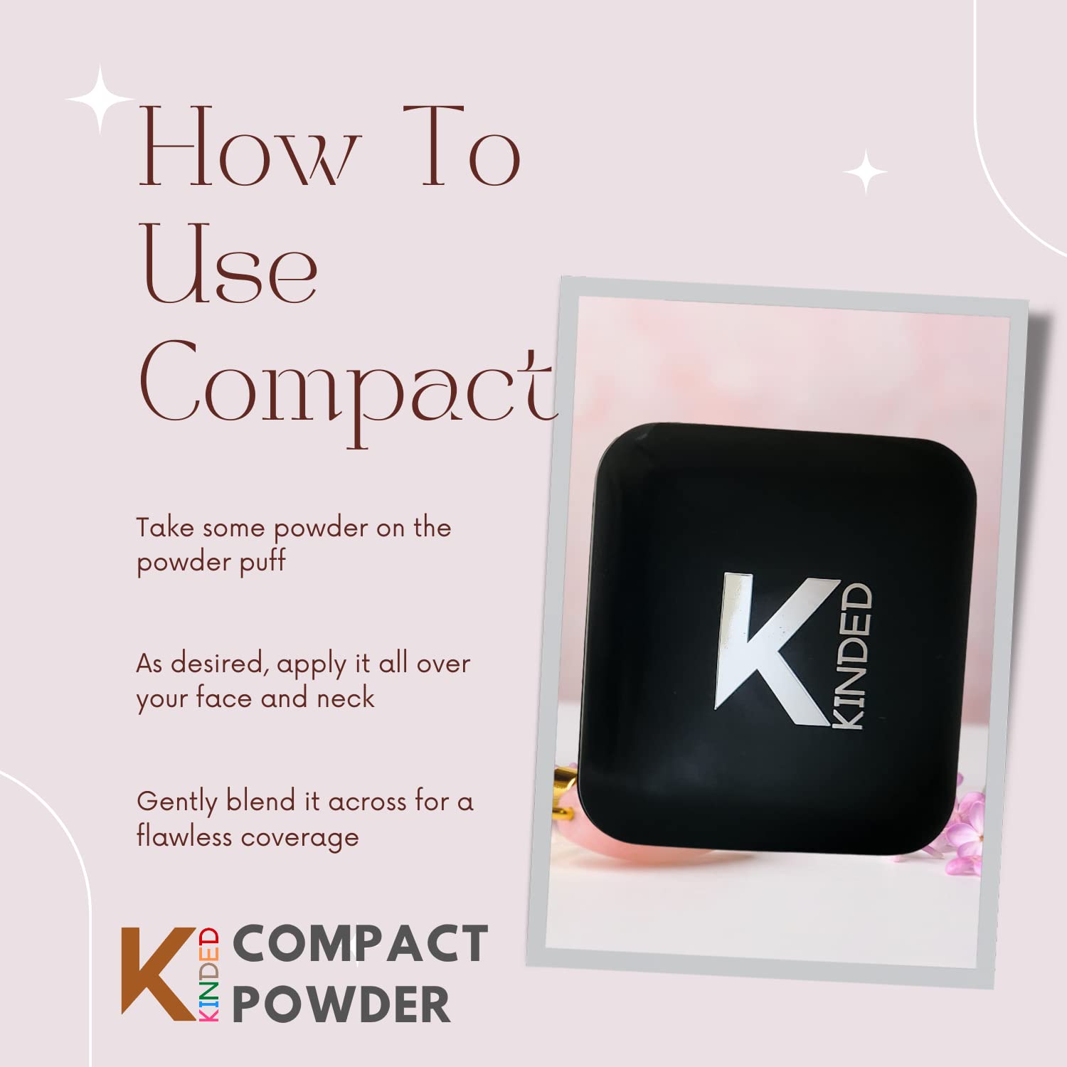 KINDED Compact Powder with SPF for Face Makeup - Oil Control, Long Lasting & Waterproof - Matte Finish for Oily & Dry Skin - 9g, Cream Ivory | Perfect for Daily Wear, Touch-Ups & On-the-Go Makeup