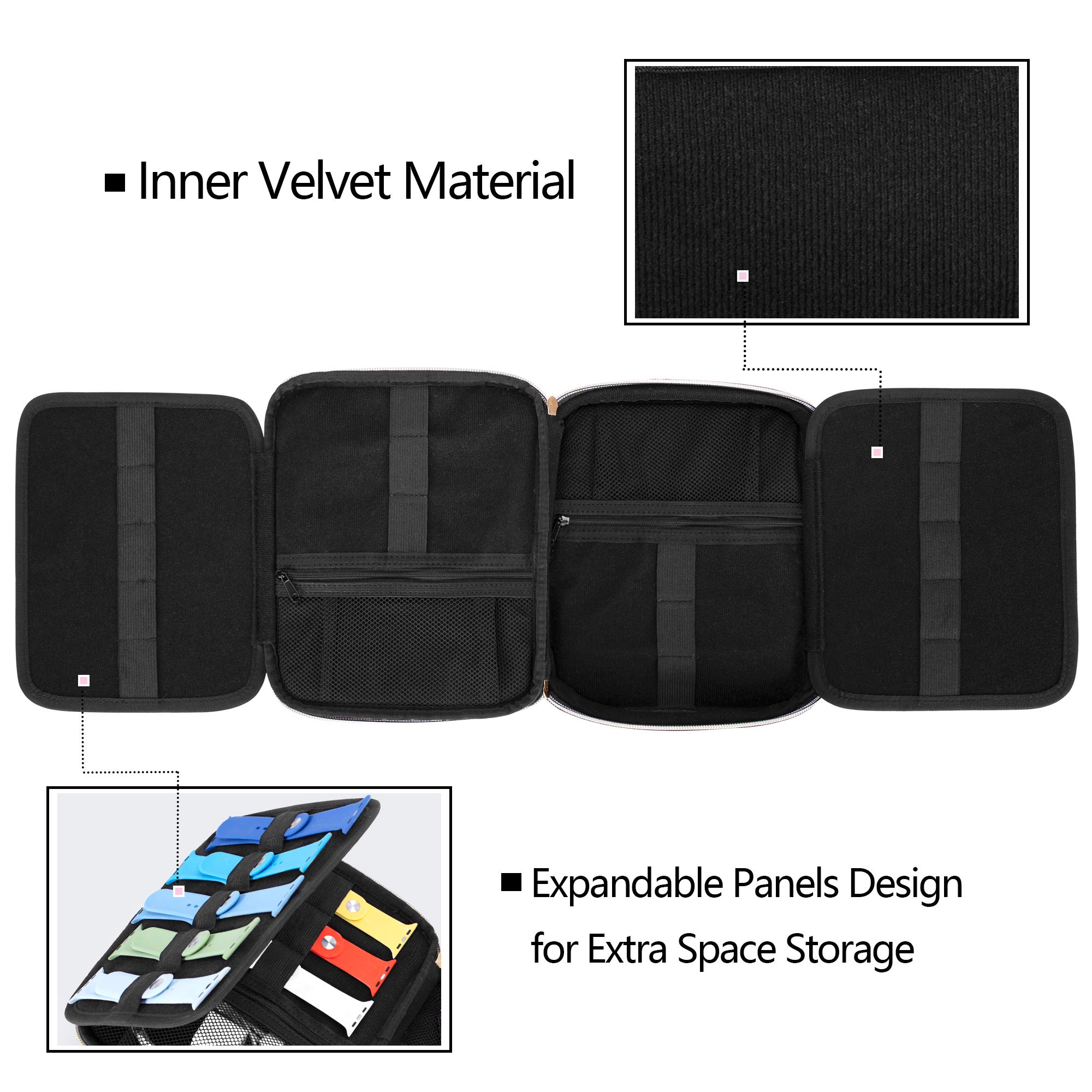 Teamoy 26-Slot Watch Band Storage Case - Organizer for Apple Watch Bands & Accessories - Durable Carrying Bag for Travel & Home Storage - Black
