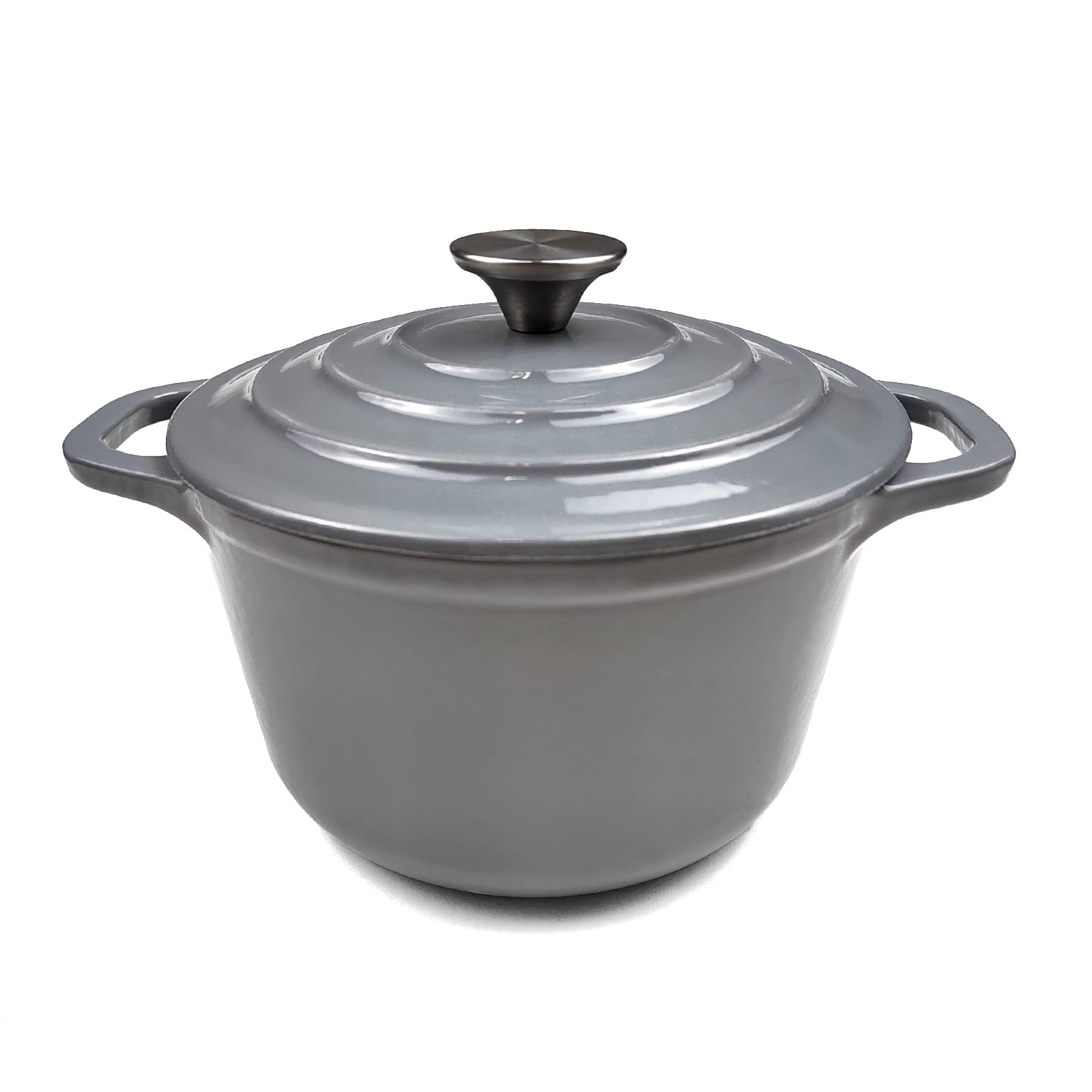 HAWOK 1.5-Quart Enameled Cast Iron Dutch Oven - Gray - Perfect for Baking, Braising & Slow Cooking Soups, Stews & Casseroles