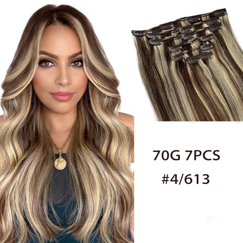 #04P613 Brown Hair Mix Blonde Highlights