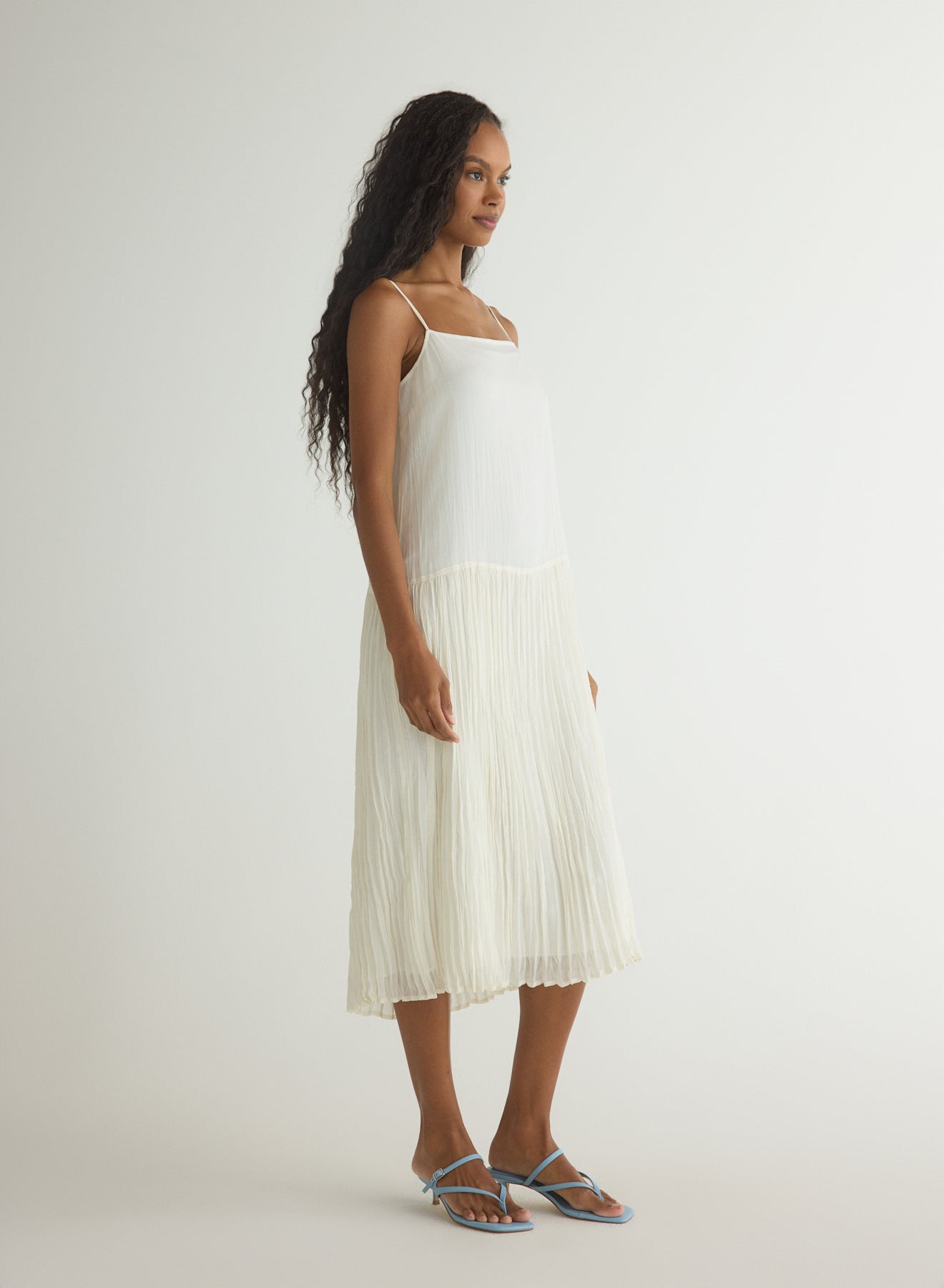 Elegant Drop Waist Midi Dress in French Ivory - Perfect for Weddings, Parties & Special Occasions