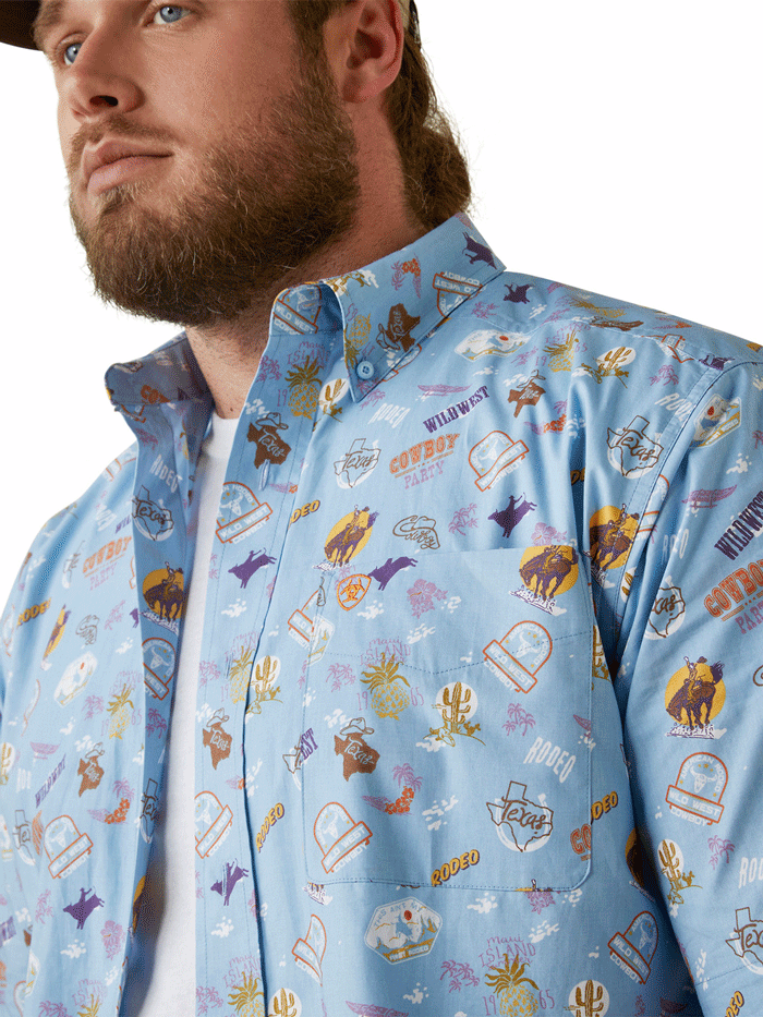 Ariat Men's Mauricio Classic Short Sleeve Shirt - Moisture Wicking Casual Button Down Shirt for Work & Outdoor Activities - Lilac