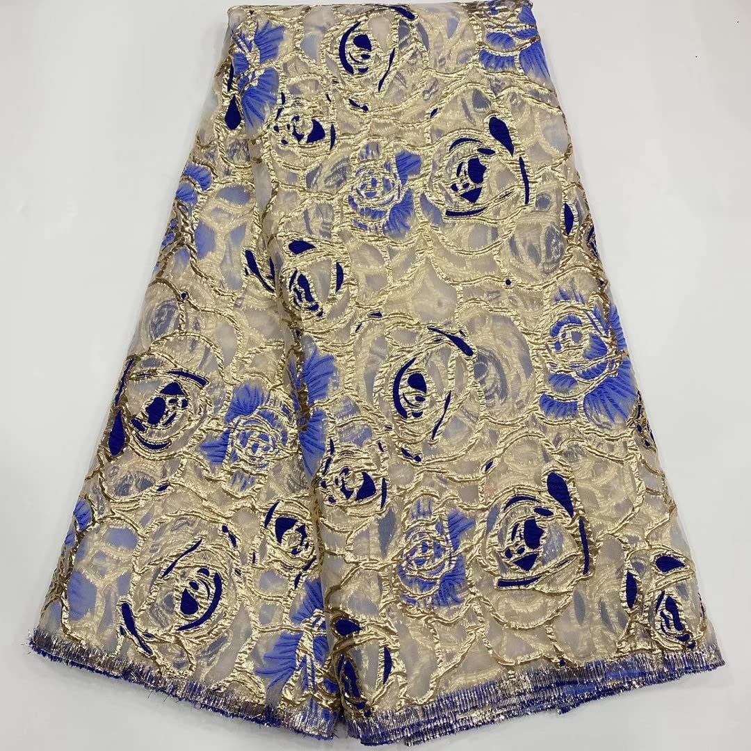 Mahacraft Brocade Jacquard Lace Fabric - Premium African & Nigerian Lace Material (5 Yards) for Sewing Clothes, Bridal Dresses, Party Outfits - Perfect for Traditional Attire, Wedding Gowns & Special Occasion Wear - Style D4228