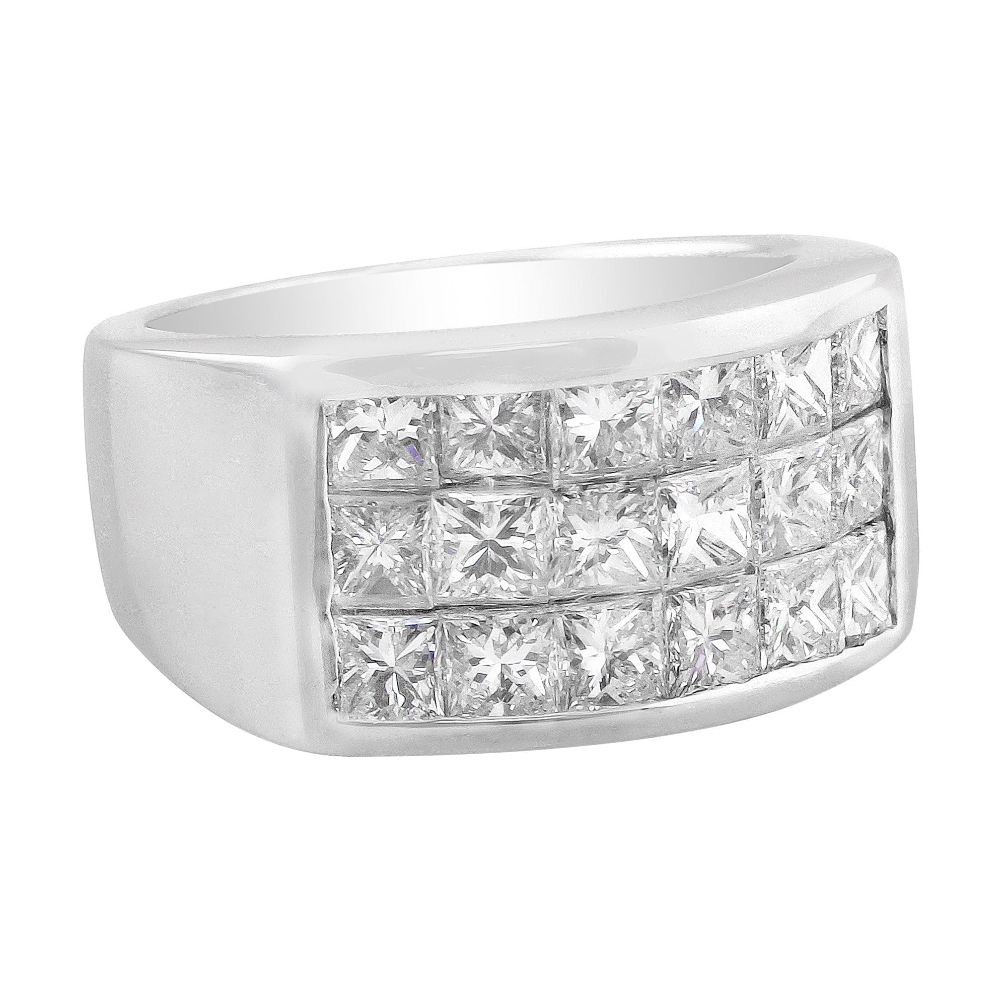 18K White Gold Invisible Set Princess Cut Diamond Ring for Women - Elegant Engagement & Wedding Jewelry Gift