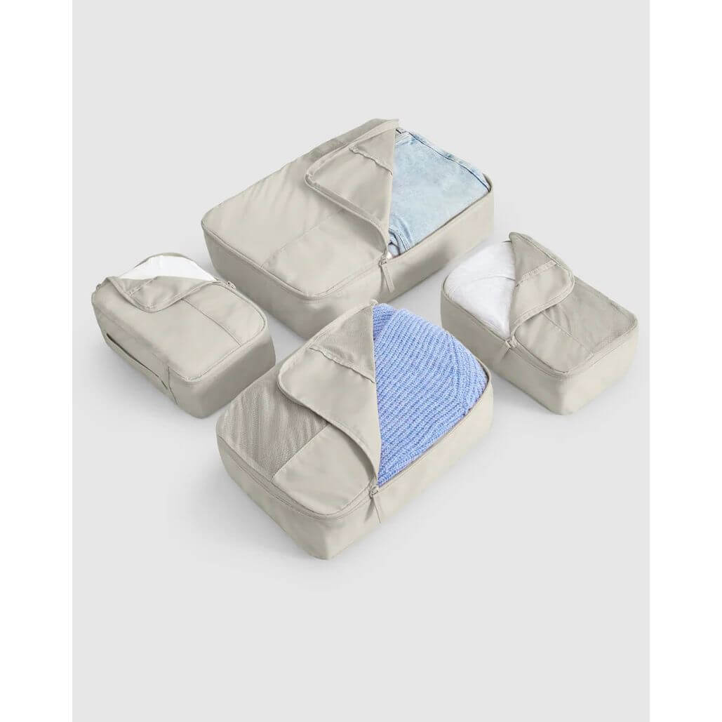Voyage Packing Cubes Set of 4 - Premium Taupe Travel Organizers for Suitcases & Backpacks | Perfect for Business Trips, Vacations & Weekend Getaways