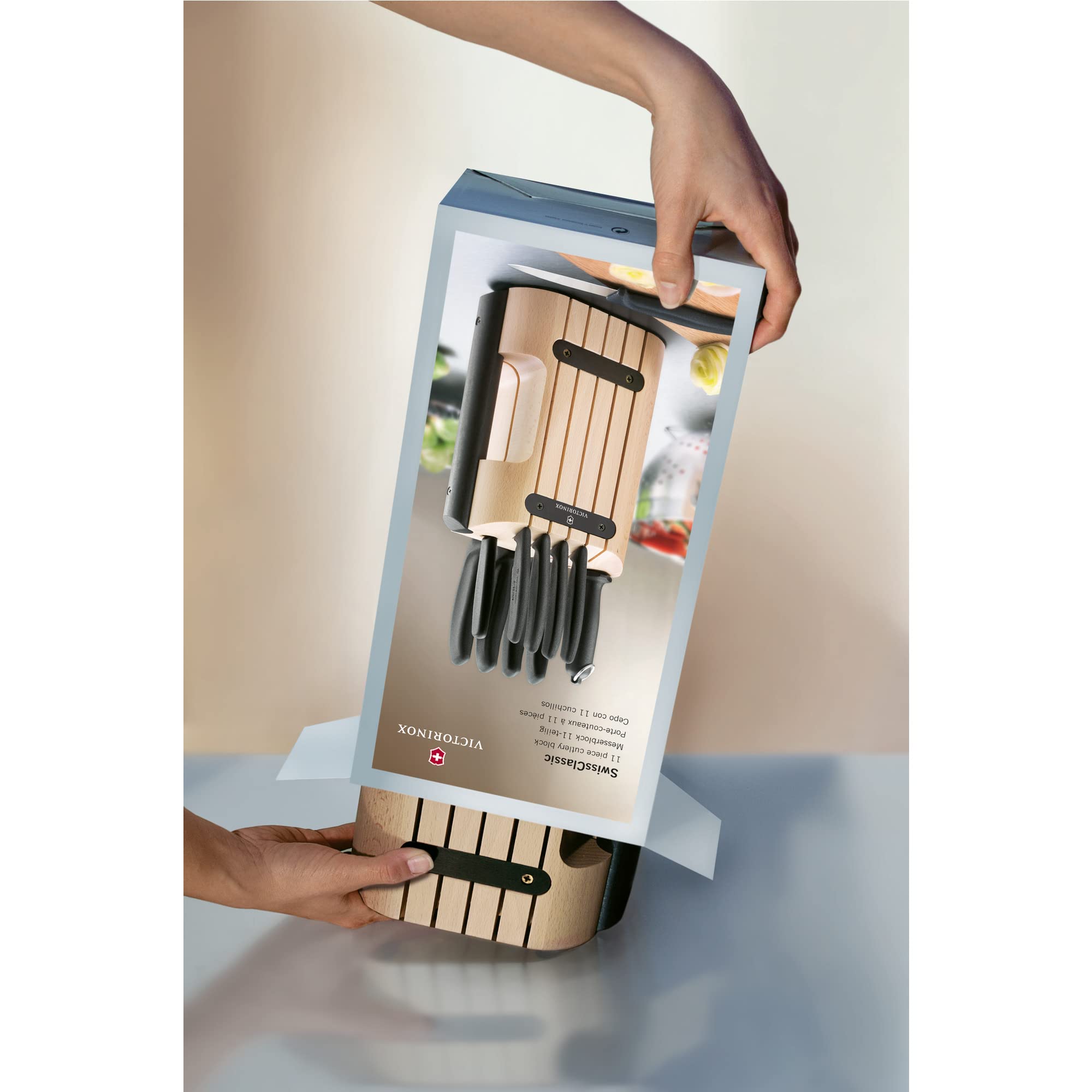 Victorinox Swiss Classic 11-Piece Knife Set with Wooden Block - High-Quality Stainless Steel Kitchen Cutlery for Professional Chefs & Home Cooking - Perfect for Slicing, Dicing & Food Prep