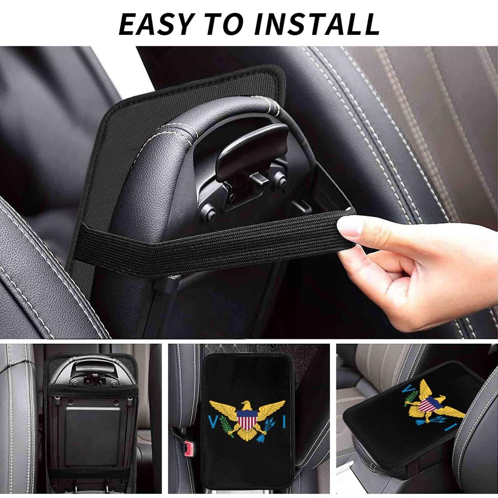 Universal Waterproof Car Armrest Cover for US Virgin Islands Flag Design, Durable Center Console Pad Protector for SUV, Truck, and Most Vehicles - Ideal for Road Trips and Daily Commutes