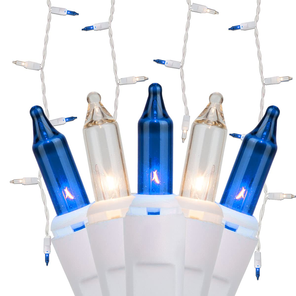 150 LED Blue-Clear Icicle Christmas Lights - 8.5 ft Outdoor/Indoor String Lights with White Wire for Gutters, Roofs, Windows - Perfect for Holiday Decorations, Parties & Winter Celebrations
