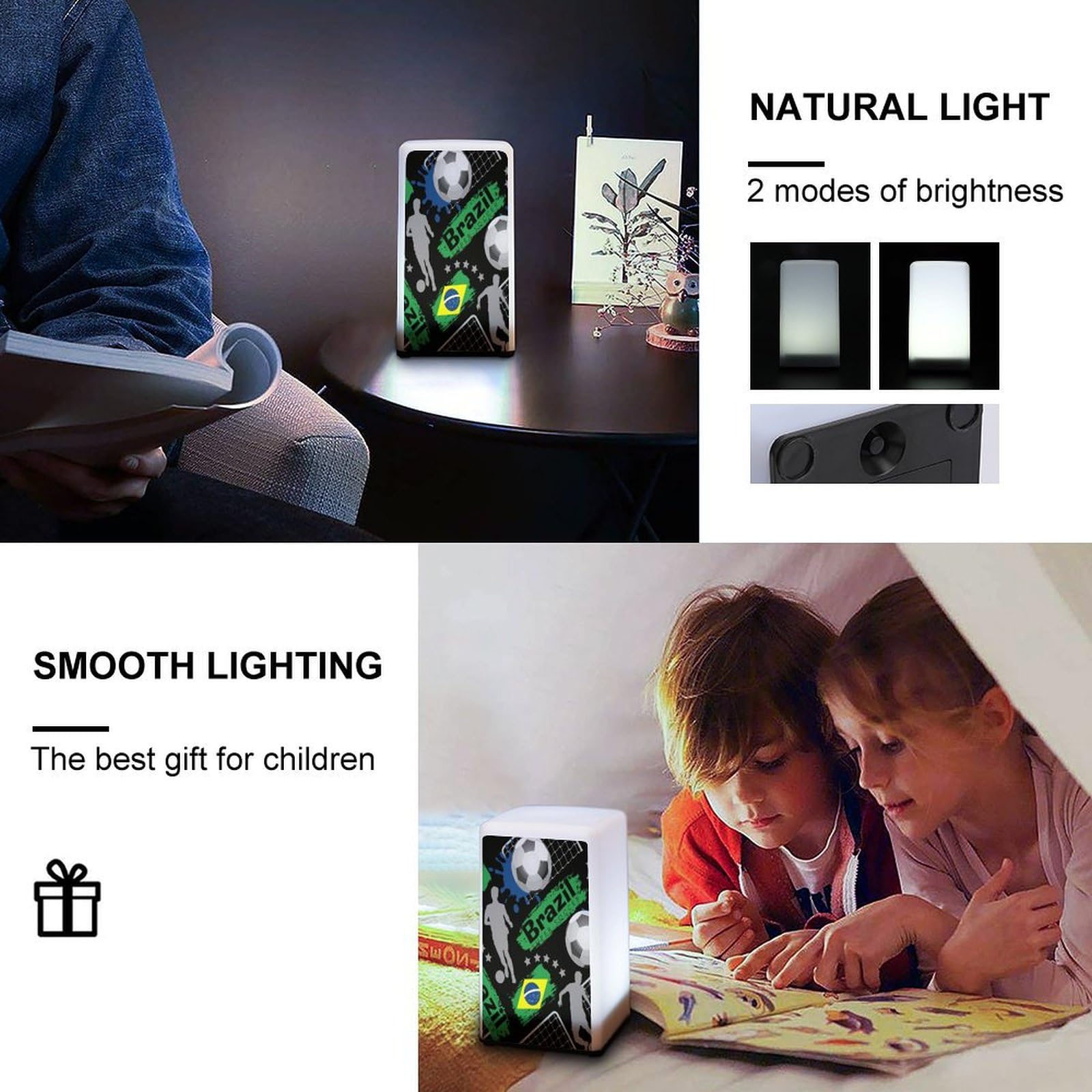 Brazilian Football Night Light - Portable Bedside Table Lamp for Bedroom, Living Room, Kids Room Decor | Perfect for Sports Fans, Game Room Lighting & Themed Party Decorations