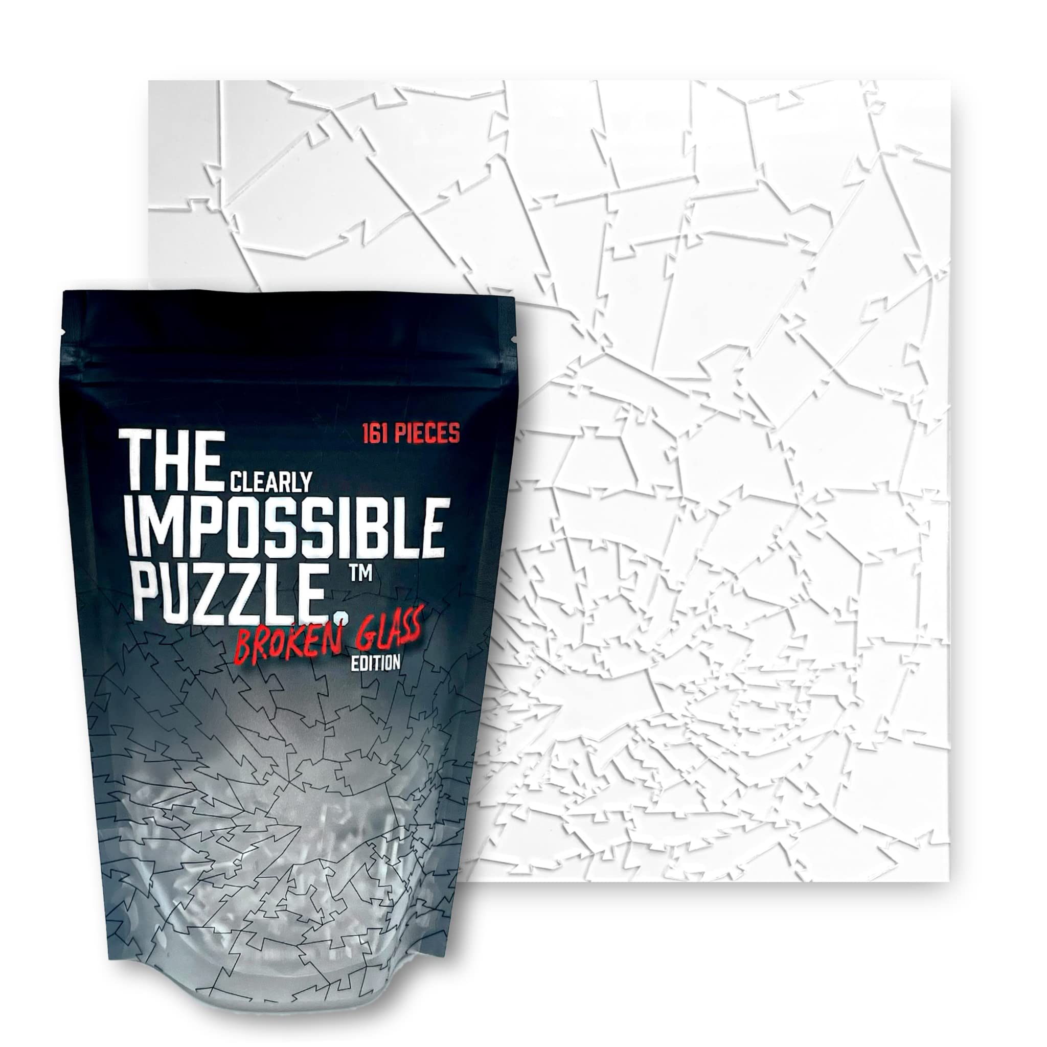Broken Glass Puzzle - 161 Piece Clear Jigsaw Puzzle for Adults - Challenging & Fun Impossible Puzzle (10x10 Inches) - Perfect for Brain Teasers, Family Game Night & Stress Relief
