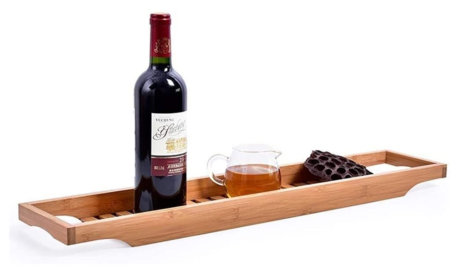 Luxury Wooden Bathtub Caddy Tray - Foldable Bath Shelf with Holder for Bathroom Accessories, Spa Relaxation & Reading in Tub - Bathtub Bridge Rack Support & Cover