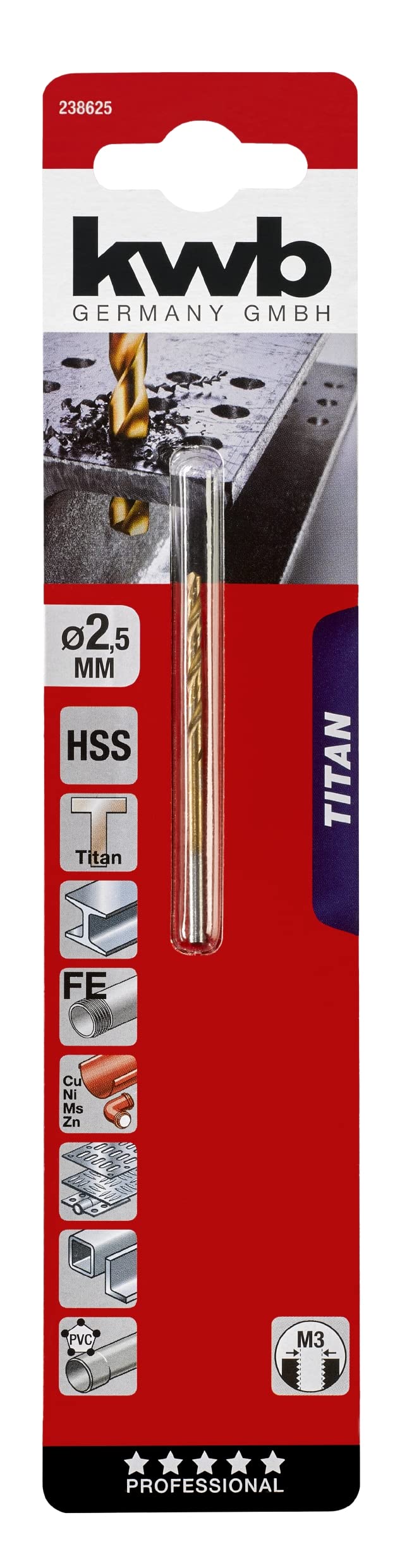 Titanium HSS Drill Bit 2.5mm for Cordless Drills - High Speed & Durable for Metal Work