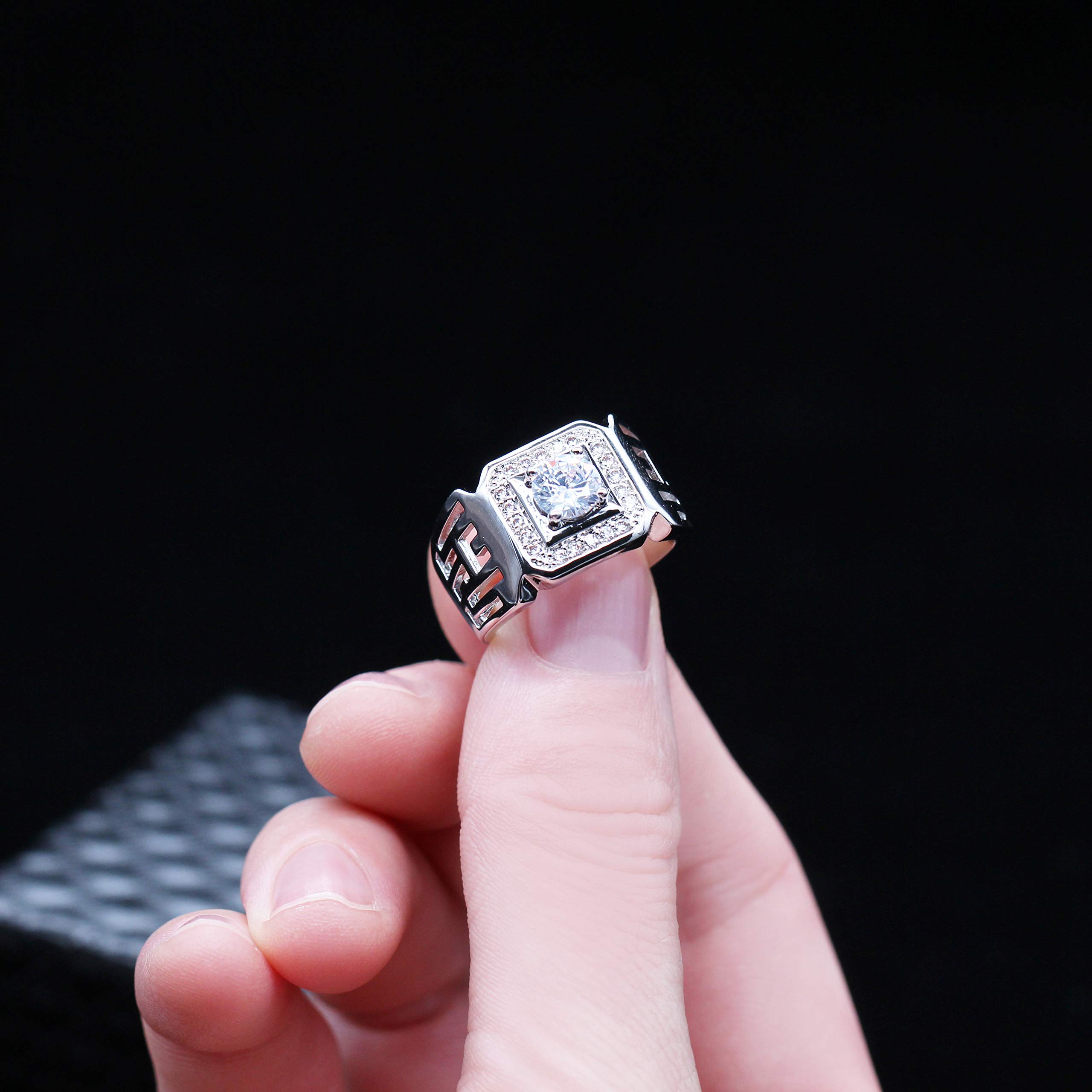 Platinum & Gold Plated Cubic Zirconia Rings - Wedding Bands for Men (Sizes 7-11) - Perfect for Engagements & Anniversaries