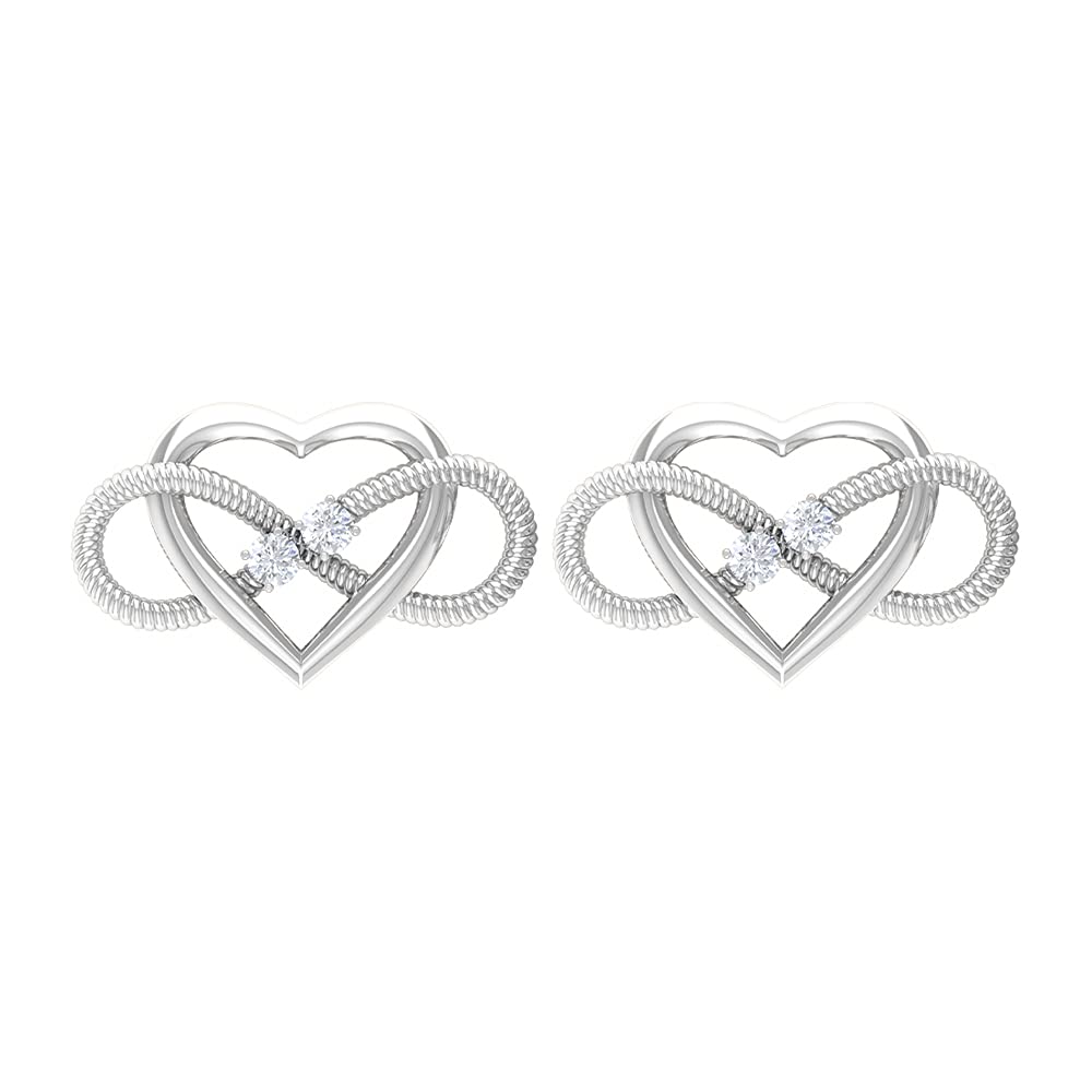 14K Solid Gold Diamond Stud Earrings for Women - Infinity Heart Design, Hypoallergenic & Tarnish-Free - Perfect for Weddings, Anniversaries & Valentine's Gifts
