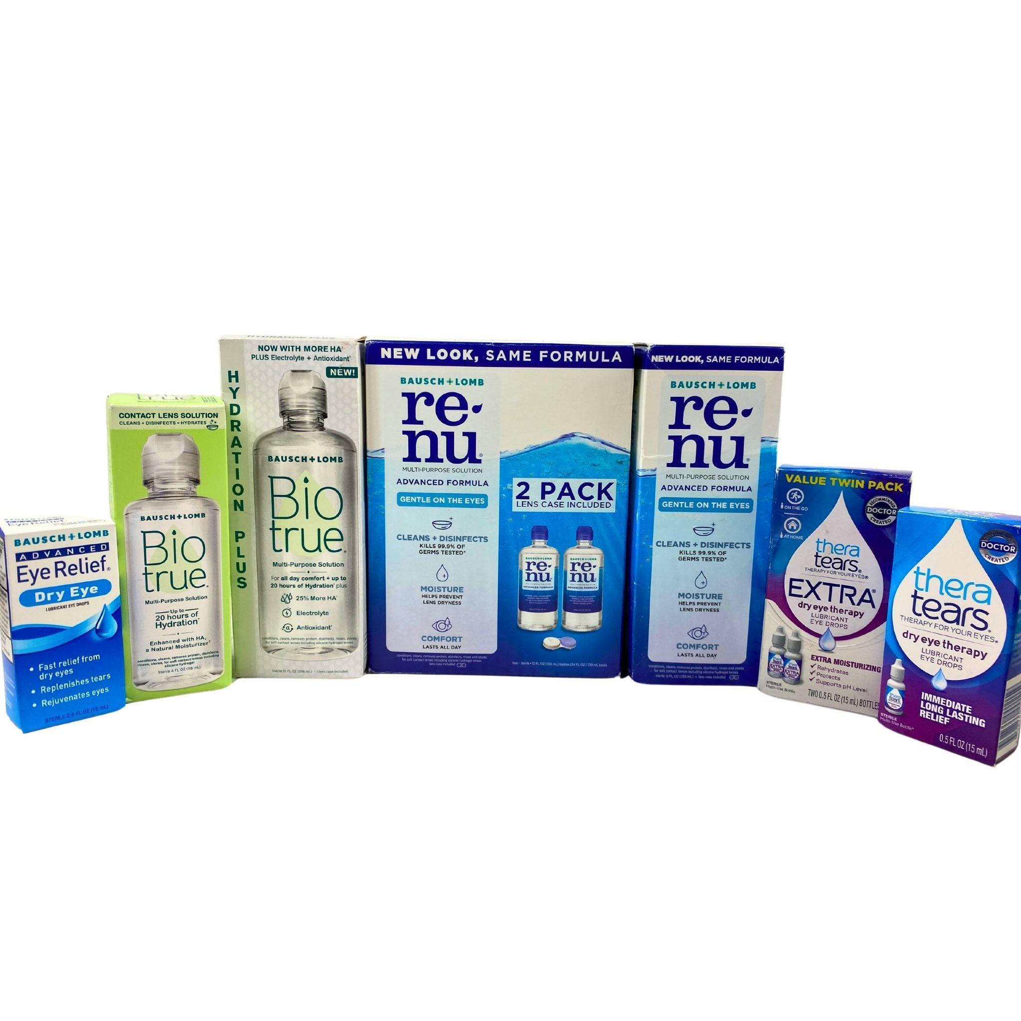 Bio Tru, Renu & TheraEyes Eye Drops Variety Pack (22 Pieces) - Dry Eye Relief, Contact Lens Comfort & Allergy Relief - Perfect for Daily Use, Travel & Office
