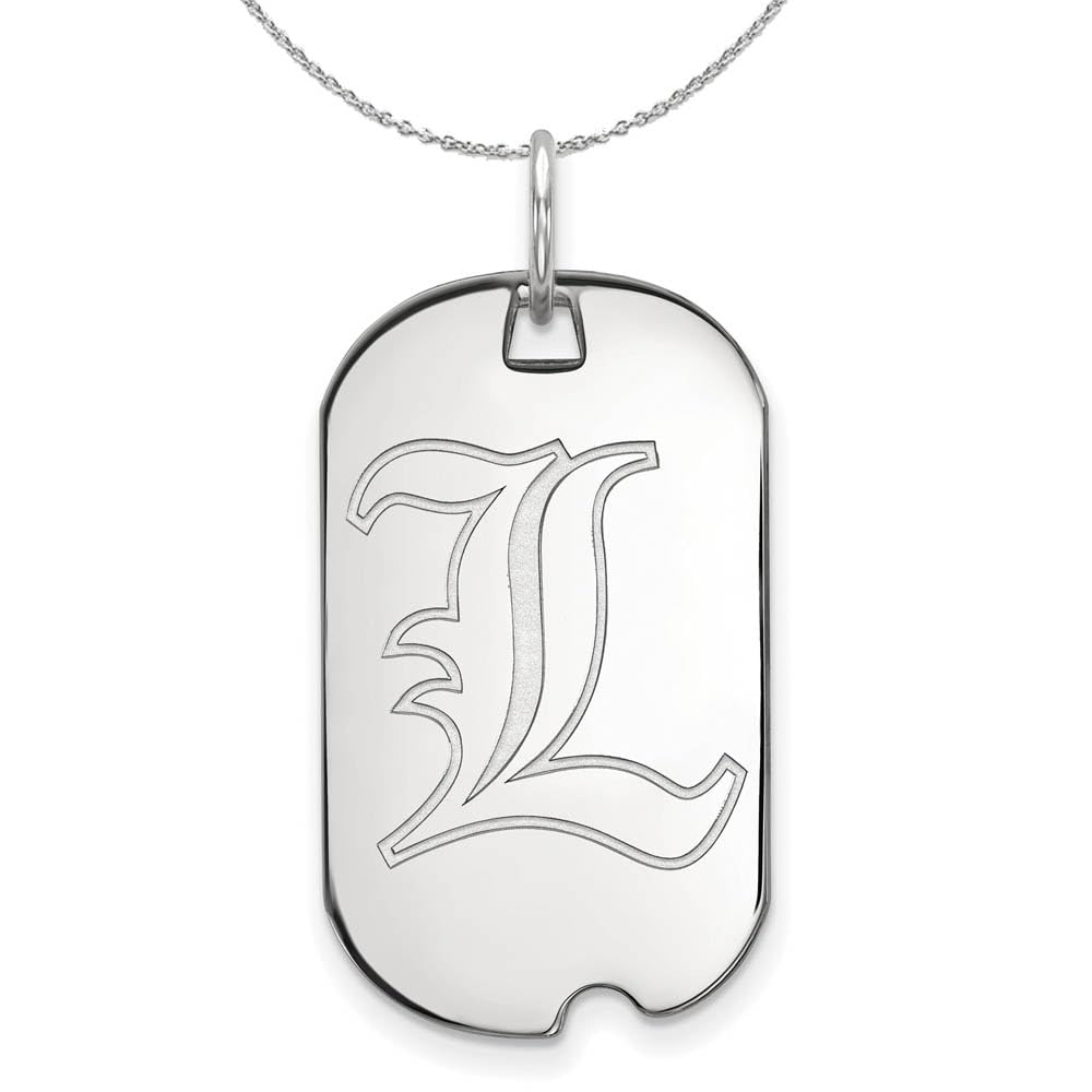 Louisville Cardinals Sterling Silver Dog Tag Pendant Necklace with Black Bow - Perfect for Gifts, Game Day & University Pride