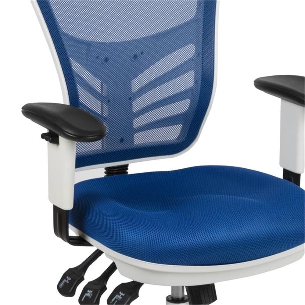 UrbanPro Mid Back Executive Mesh Office Swivel Chair - Ergonomic Desk Chair with Breathable Mesh Back & Adjustable Height, Blue & White - Perfect for Home Office, Conference Rooms & Workspaces