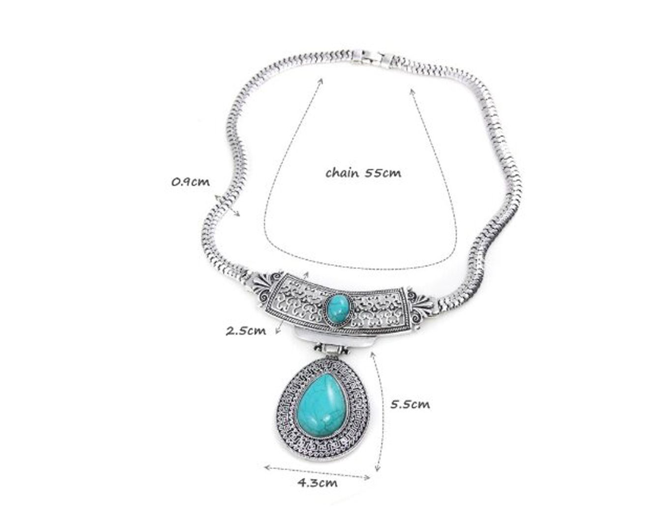 Vintage Chunky Turquoise Necklace for Women - Boho Statement Jewelry for Casual & Party Wear