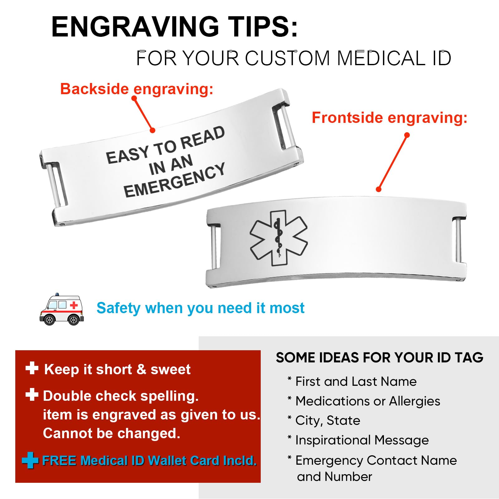 Custom Engraved Medical ID Bracelet for Women & Men - Adjustable Stainless Steel Emergency Alert Wristband for Diabetics, Asthma & Blood Thinner Patients - Free Personalization - Perfect for Daily Wear & Emergency Situations